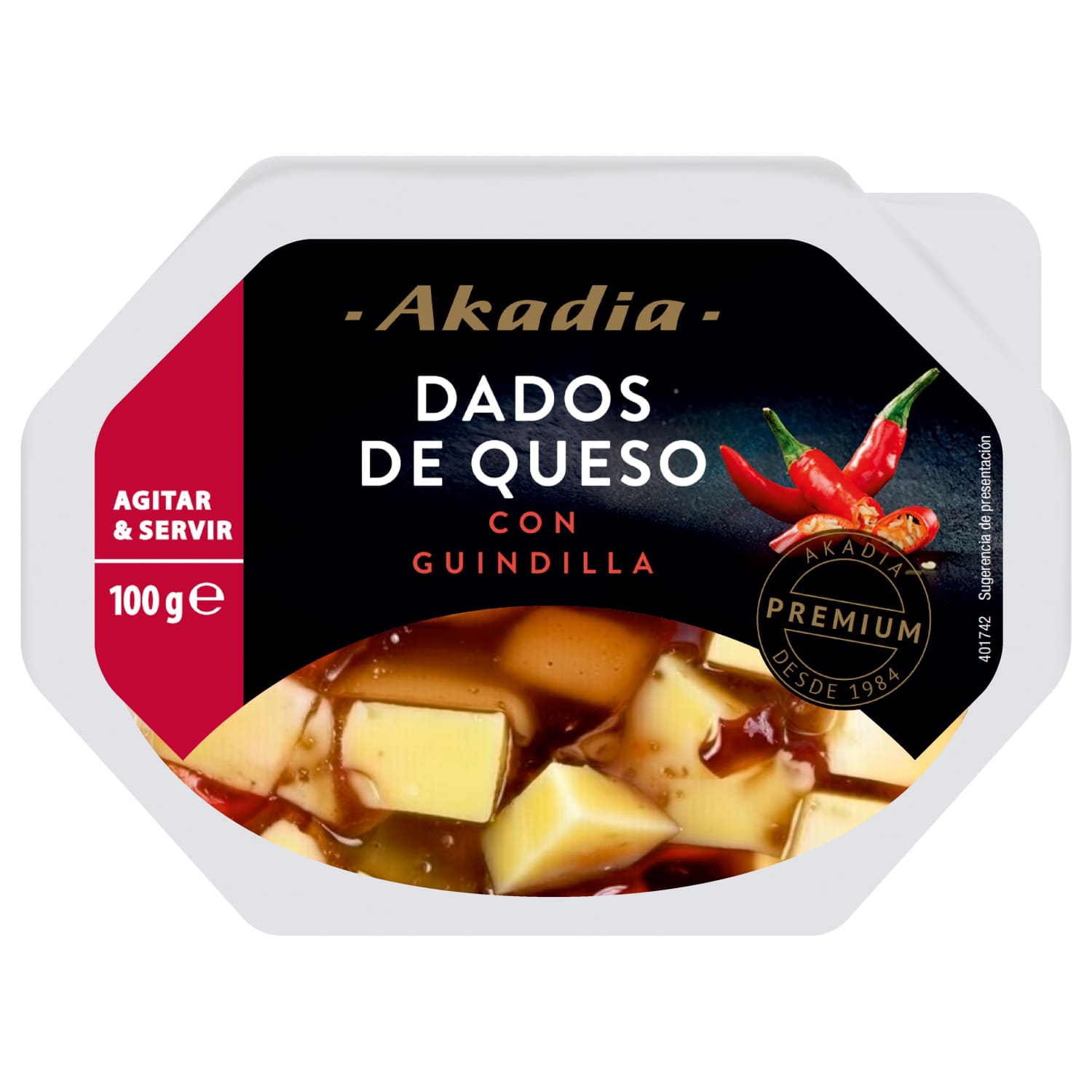 Sūris su aitr. paprikomis AKADIA, 45 %, 100 g