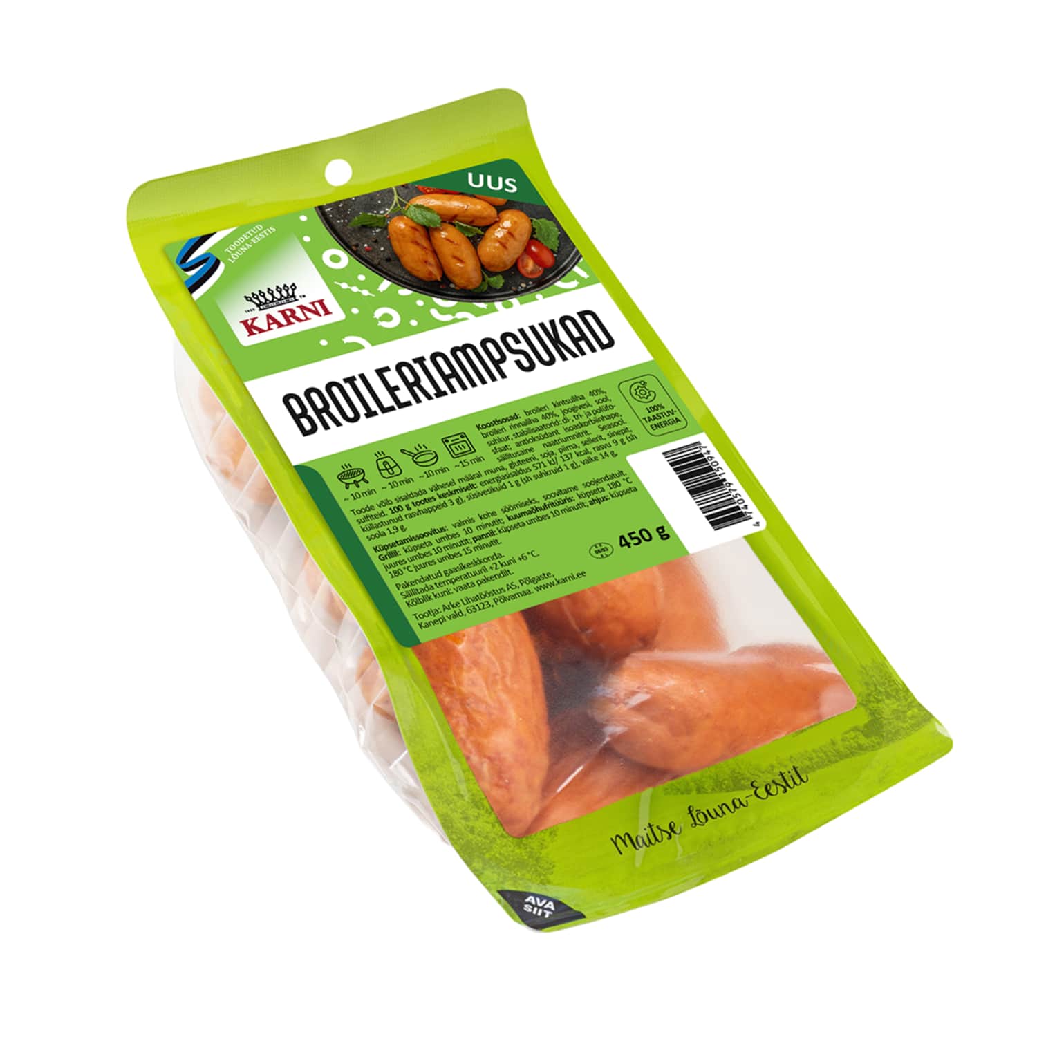 Grillvorst. Broileriampsukad P/S Karni 450g
