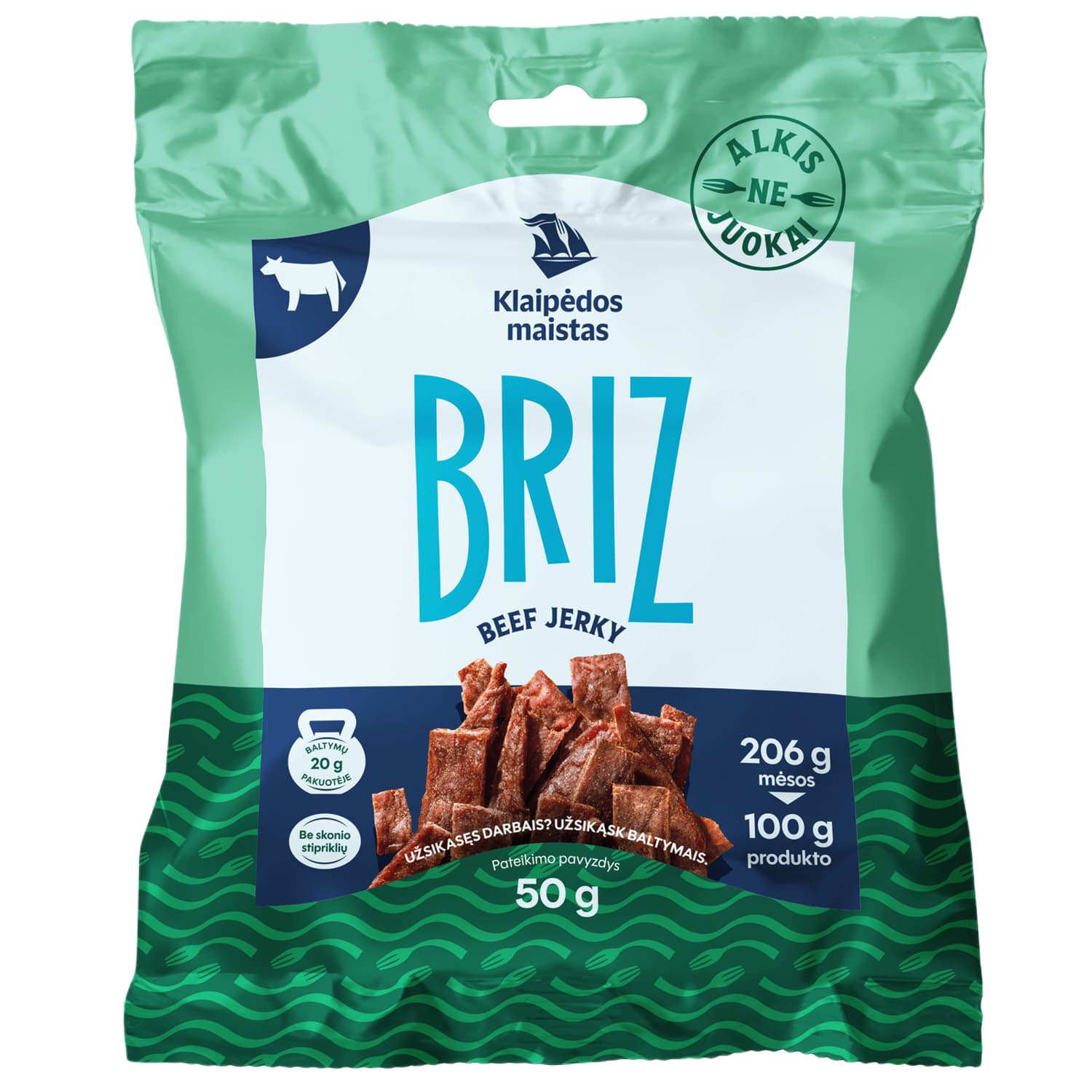 Vytintos jautienos juostelės BRIZ, a. r., 50g
