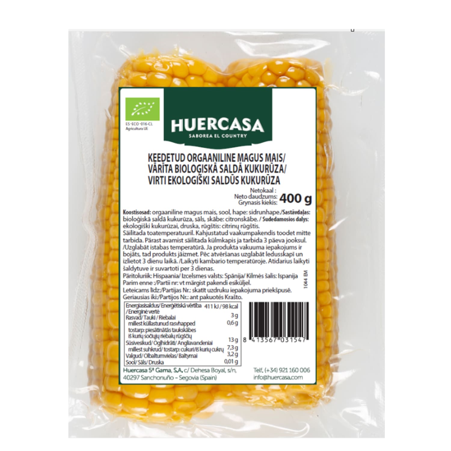 Ekologiškos virtos kukurūzų burbuolės, 400 g