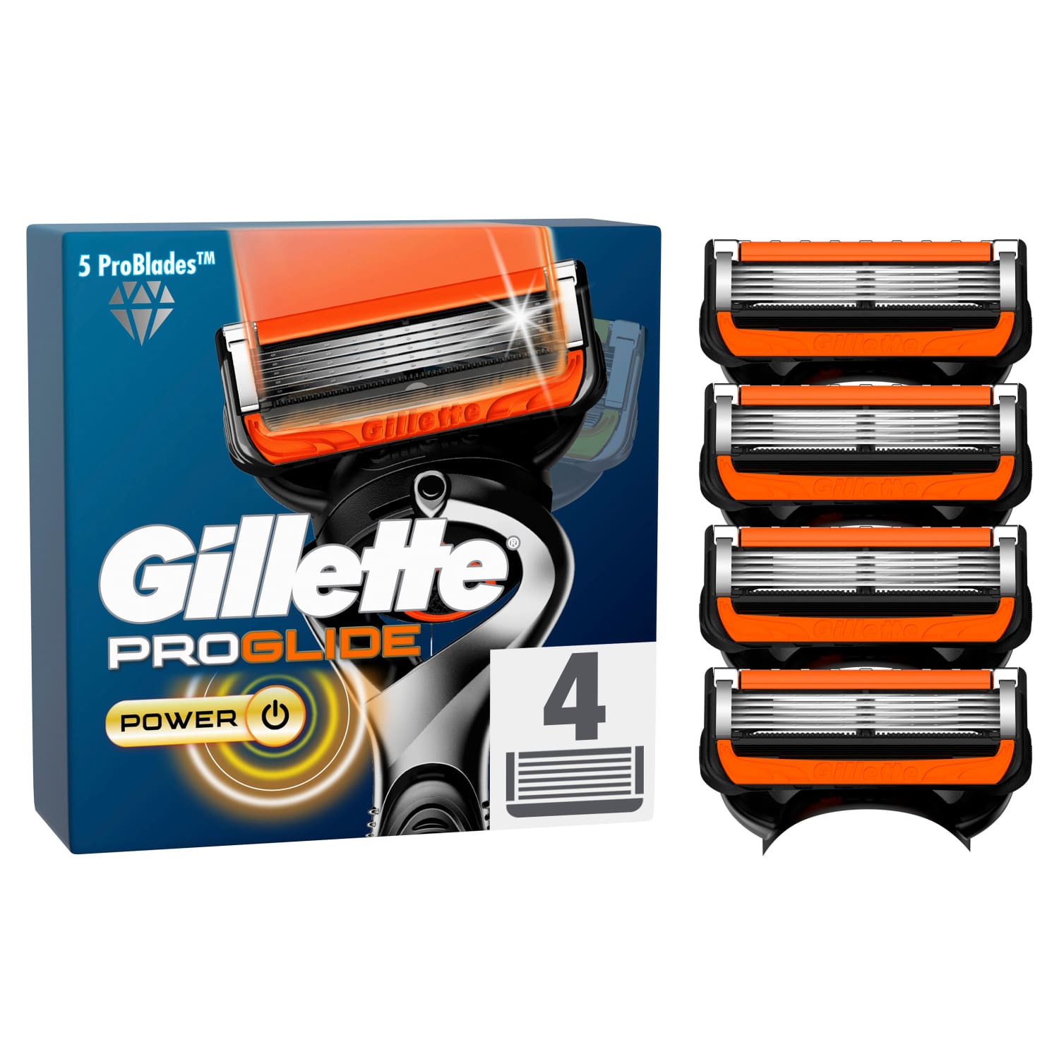 Skūš. kasetes Gillette Proglide Power 4 gab.