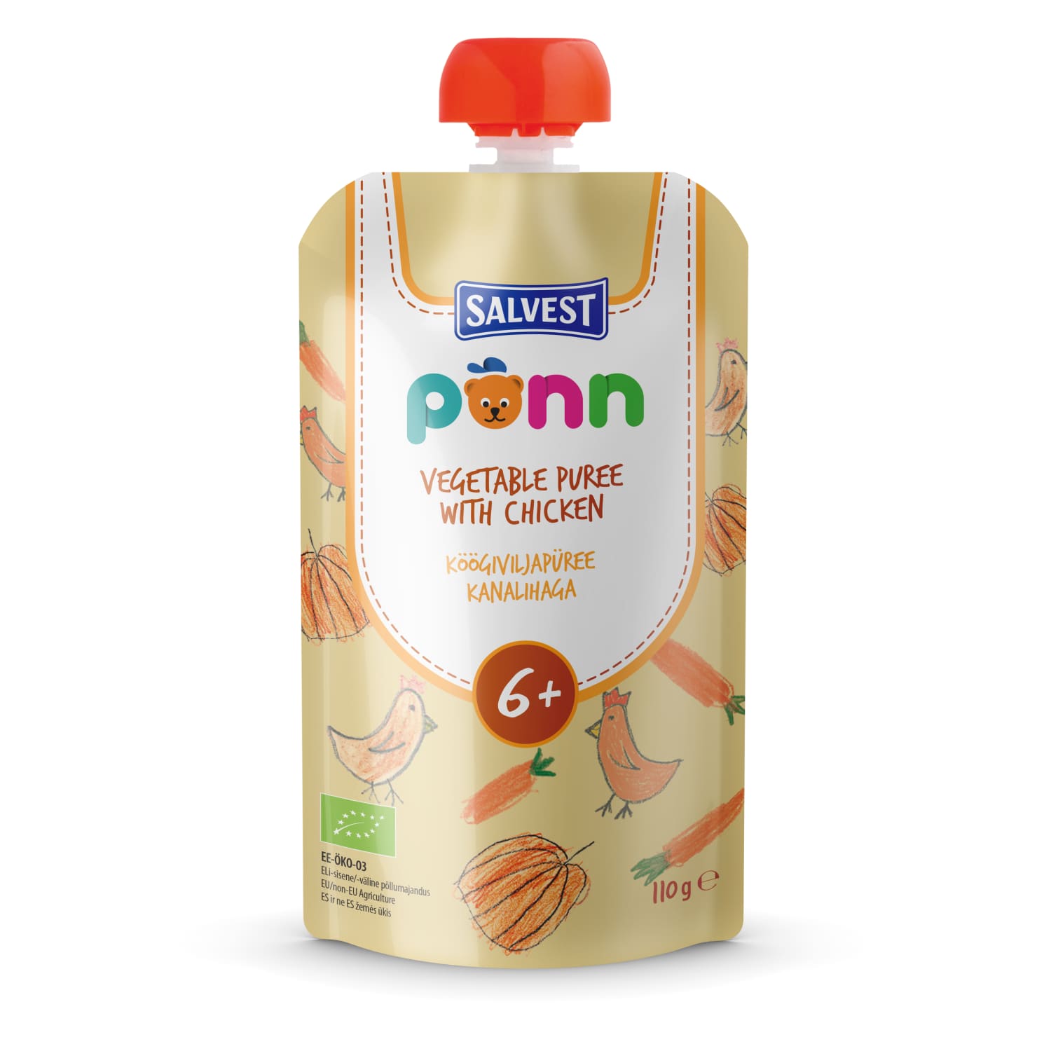 Püree Põnn köögivilja-kana öko 6k 110g