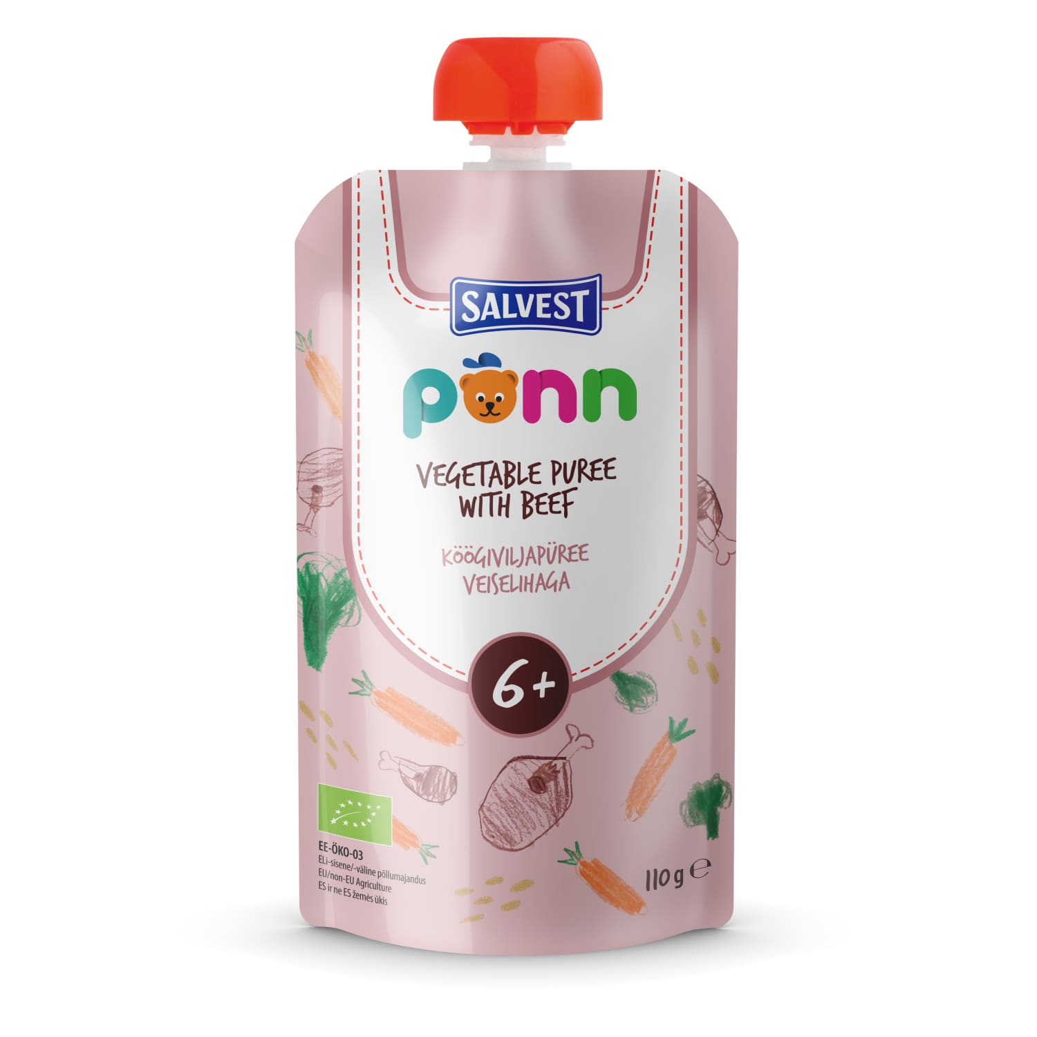 Püree Põnn köögiv.-veiseliha öko 6k 110g