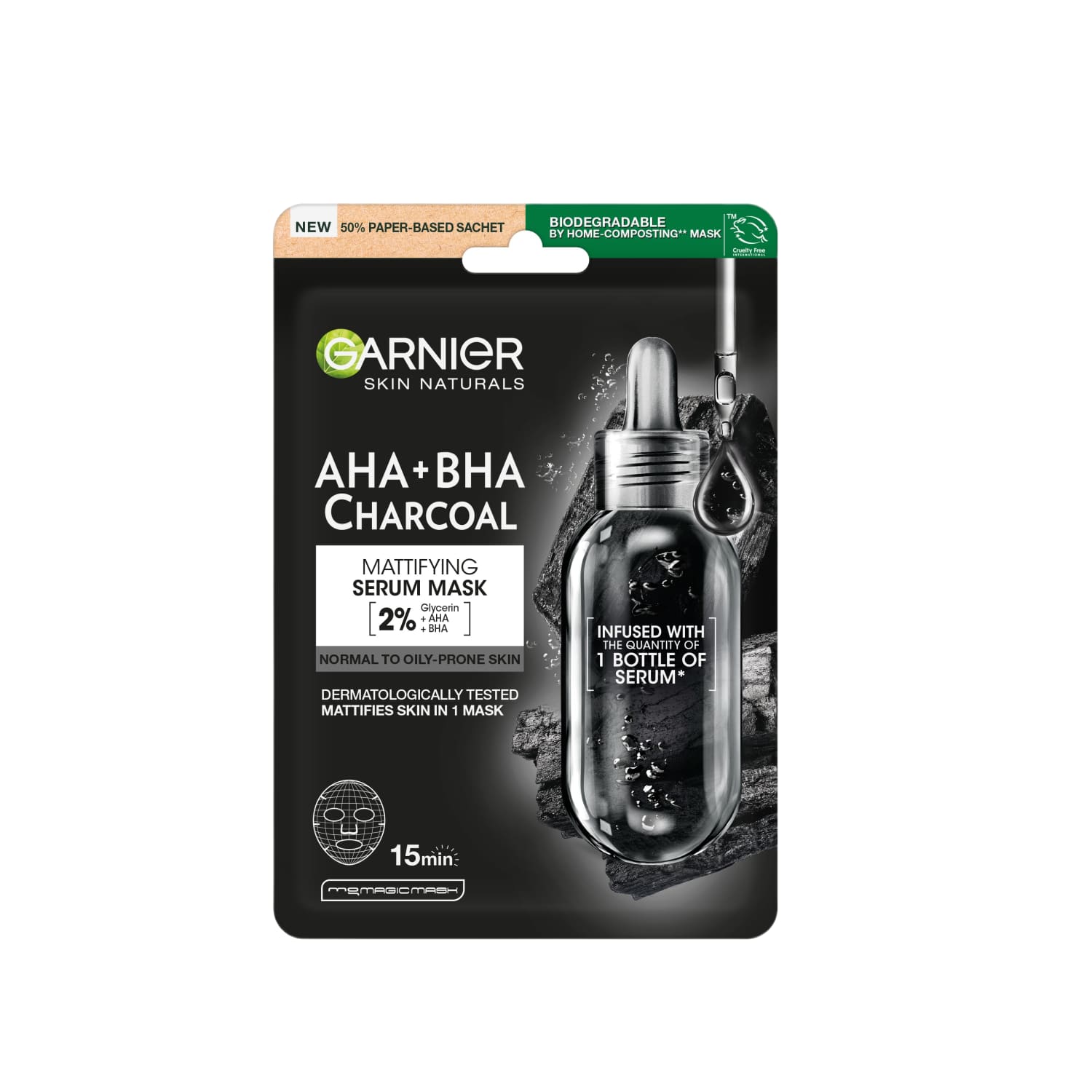 Sejas maska Garnier ar melnajām aļģēm, auduma