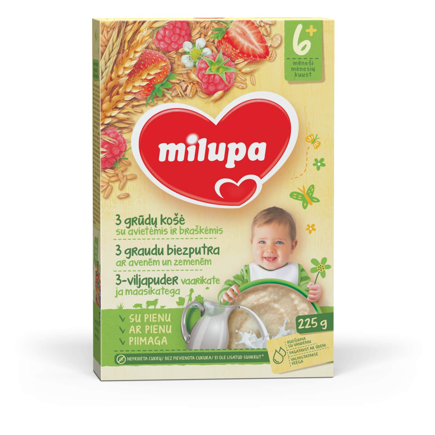 3-viljapuder vaa.maasik. Milupa 6k 225g
