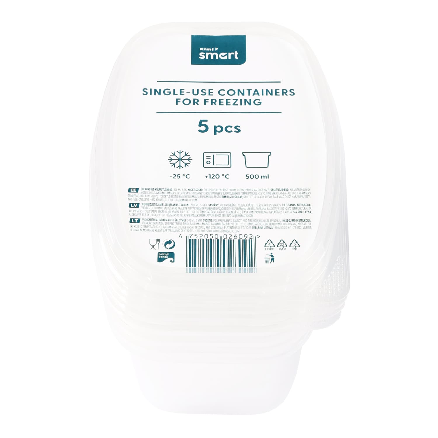 Vienk.indai maist.šald.500 ml,5vnt RIMI SMART