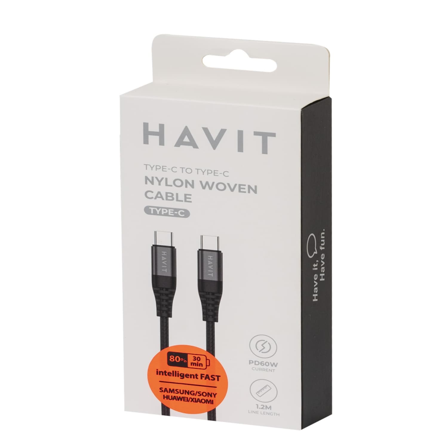 Kabelis HAVIT C - C pintas 60 W 1m DOT 6135