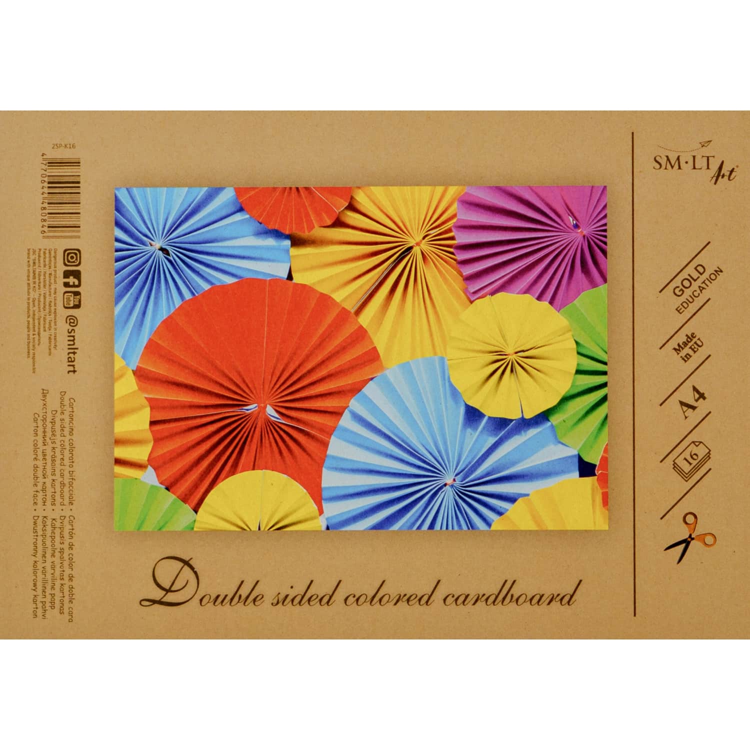 Divpusēja krāsaina kartonsA4, 16 loksnes