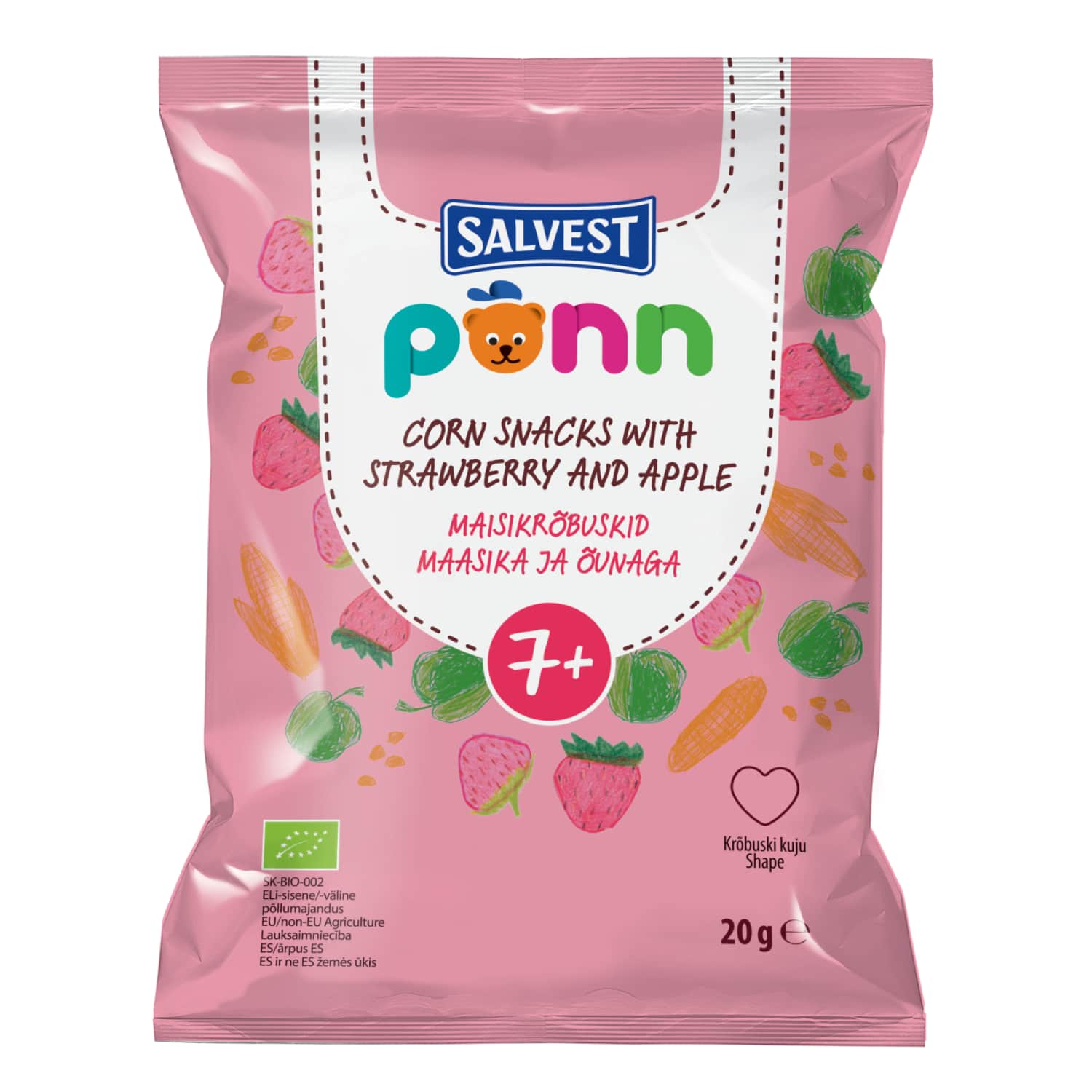 Maisikrõbuskid maasika-õuna Põnn öko 7k 20g