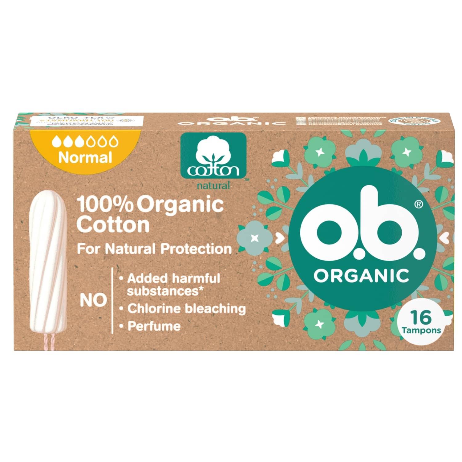 Tamponai OB ORGANIC NORMAL, 16 vnt.