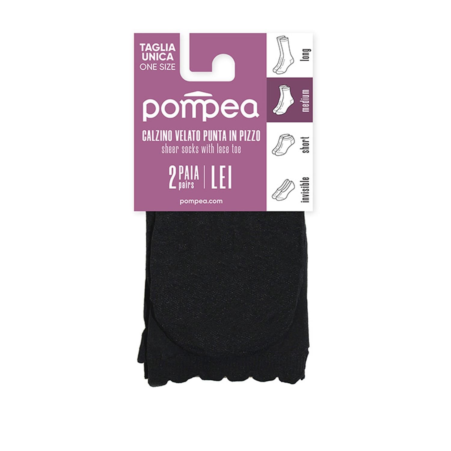 Naiste sokid Pompea Pizzo 25 nero 2p