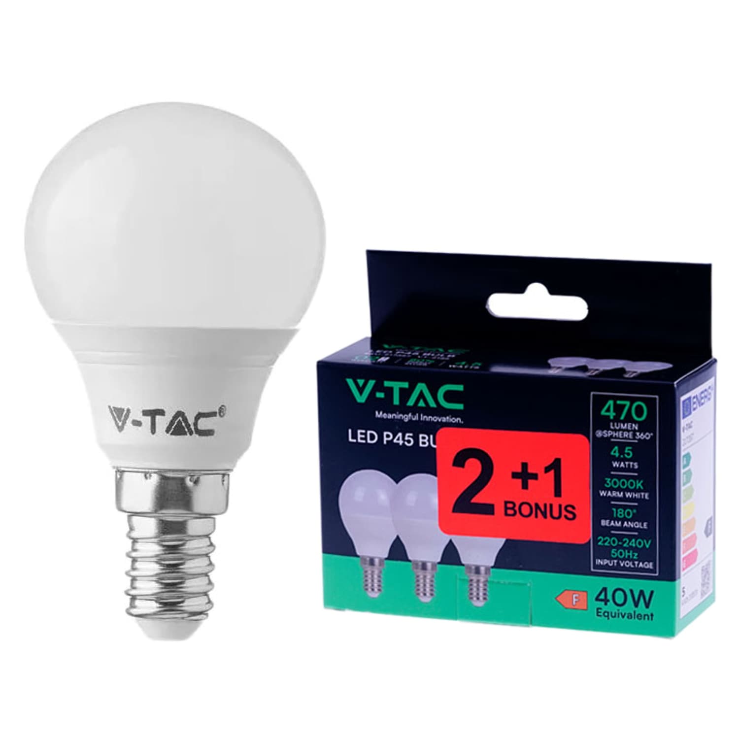 LED spuldze*2+1 e14/470lm/4.5w Vtac 2156