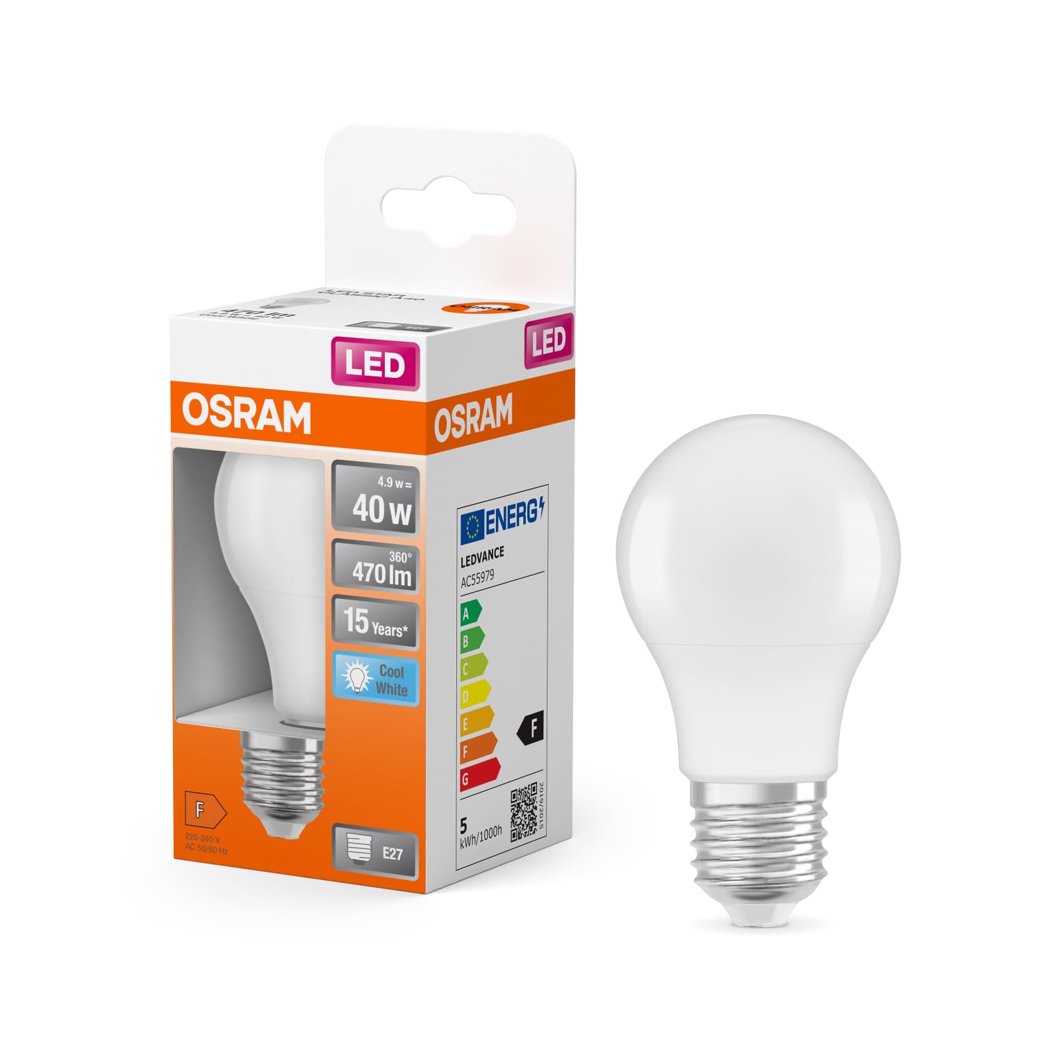 LED lamp Osram cla40 4,9w 840k e27
