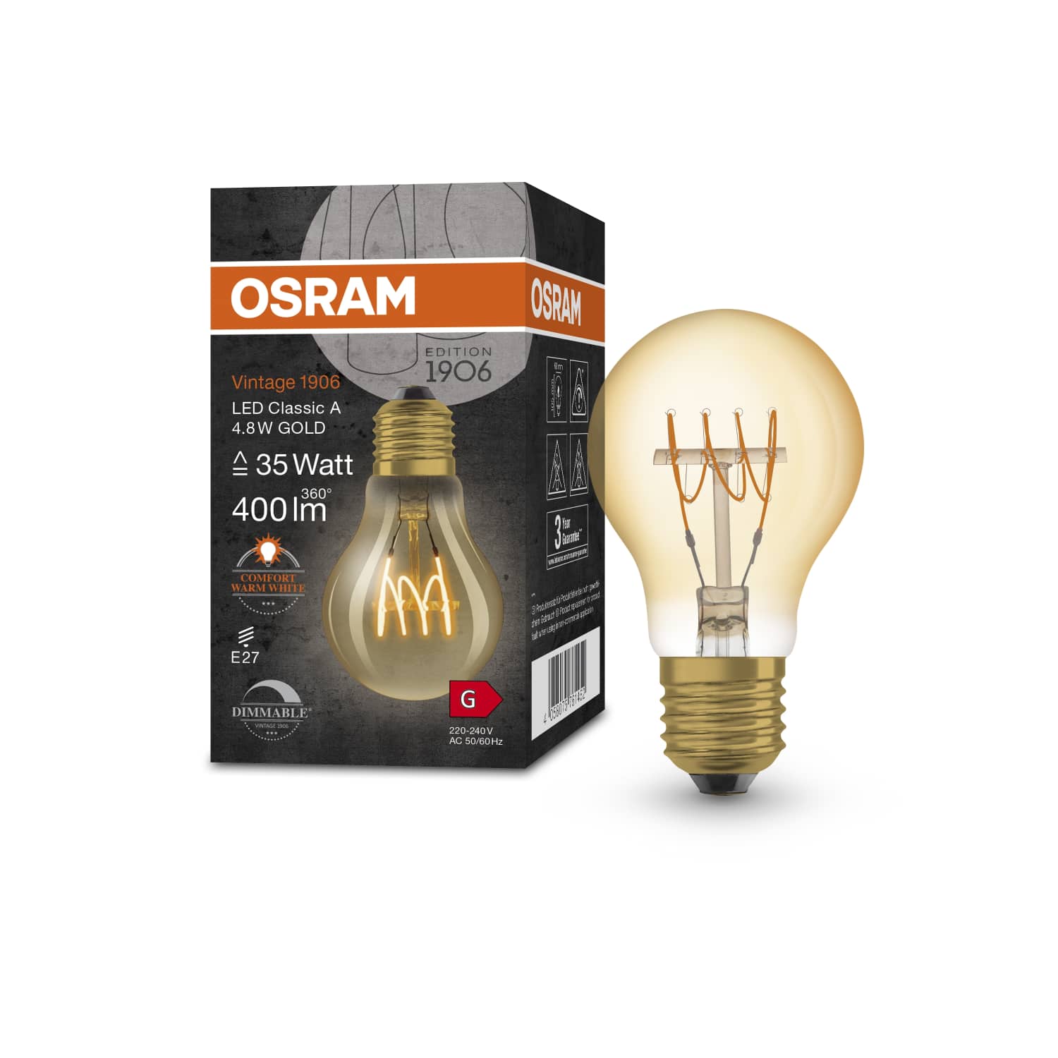 LED lamp Osram cla35 4,8w 822k e27