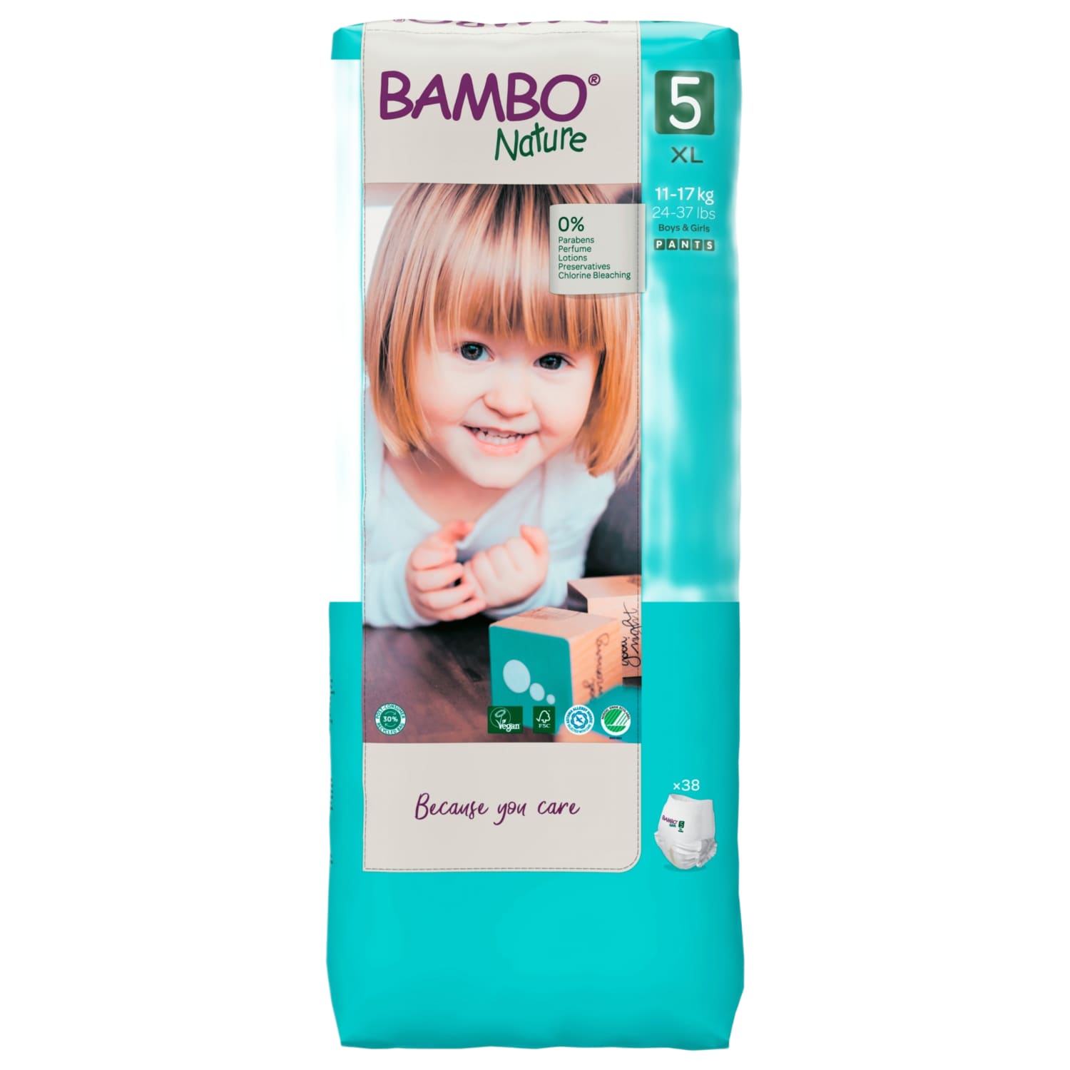 Sauskelnės BAMBO NATURE 5, 11 - 17 kg, 38 vnt