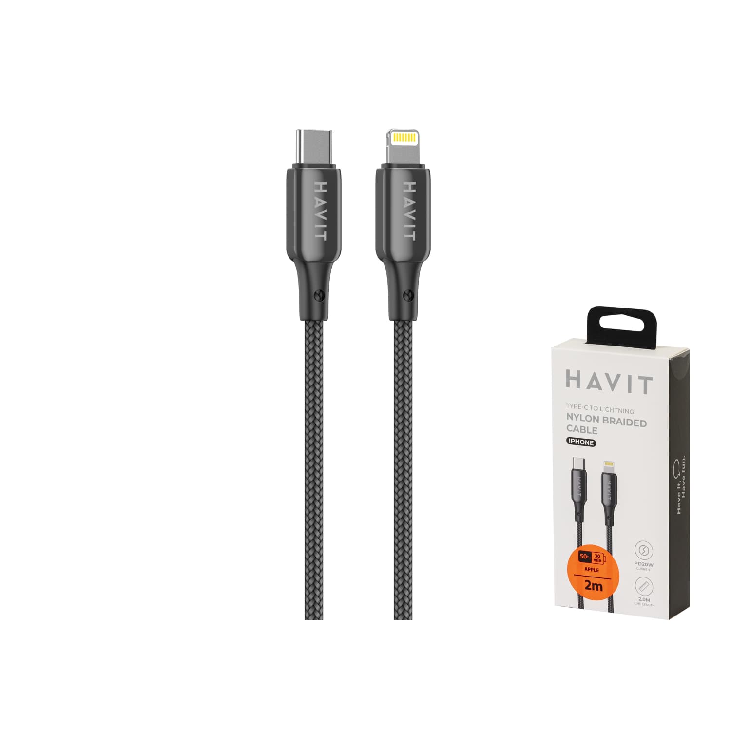 Kabelis HAVIT C-L silikono 30W 2m DOT 6281