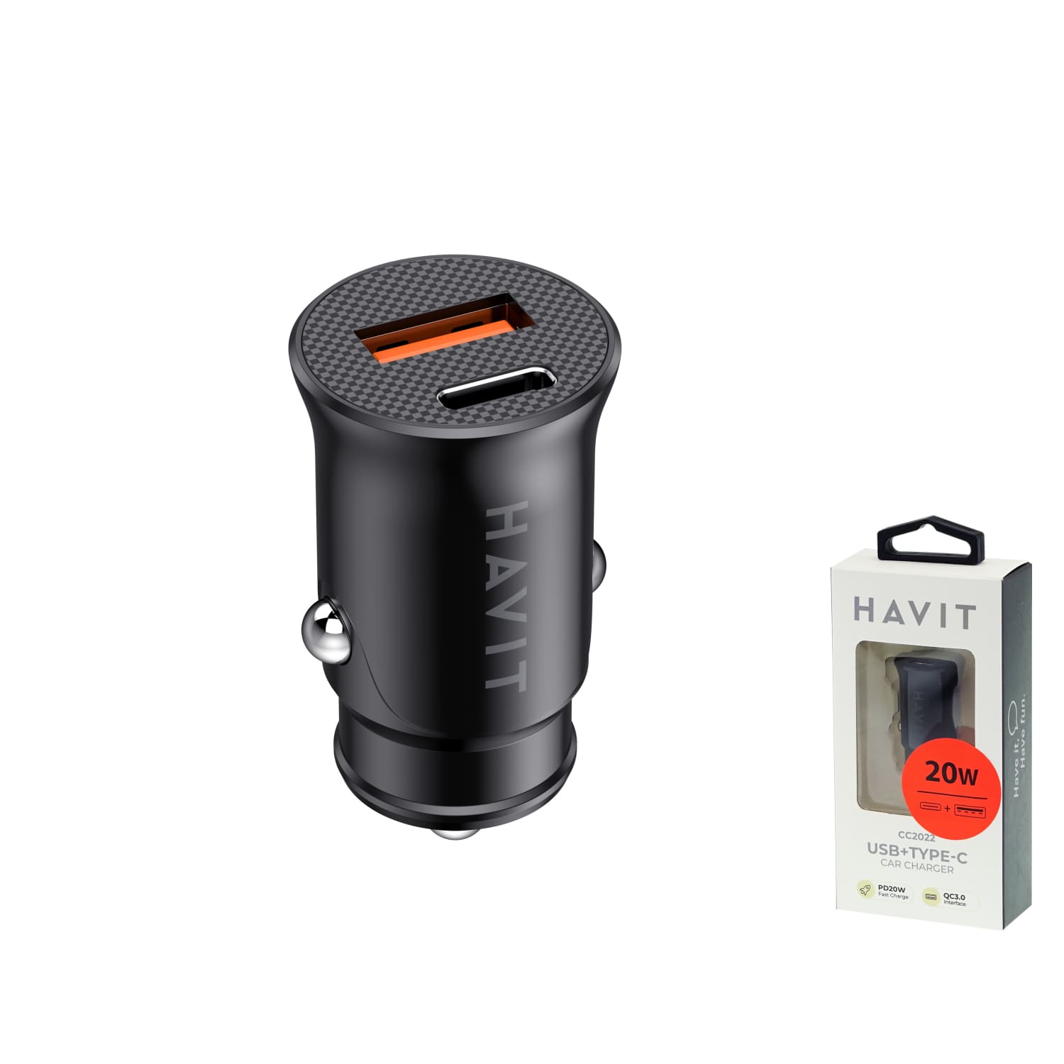 Auto lādētājs,pd20w/qc18w Havit dot2022