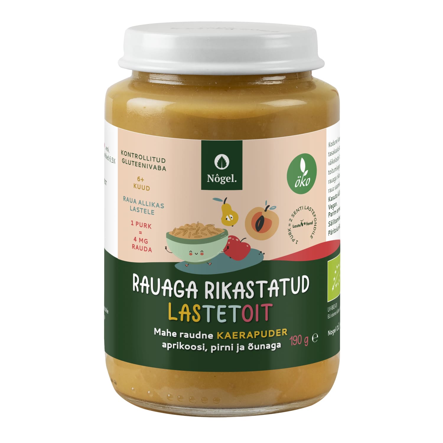 Kaerapuder aprik&pirn&õun Nõgel öko 190g