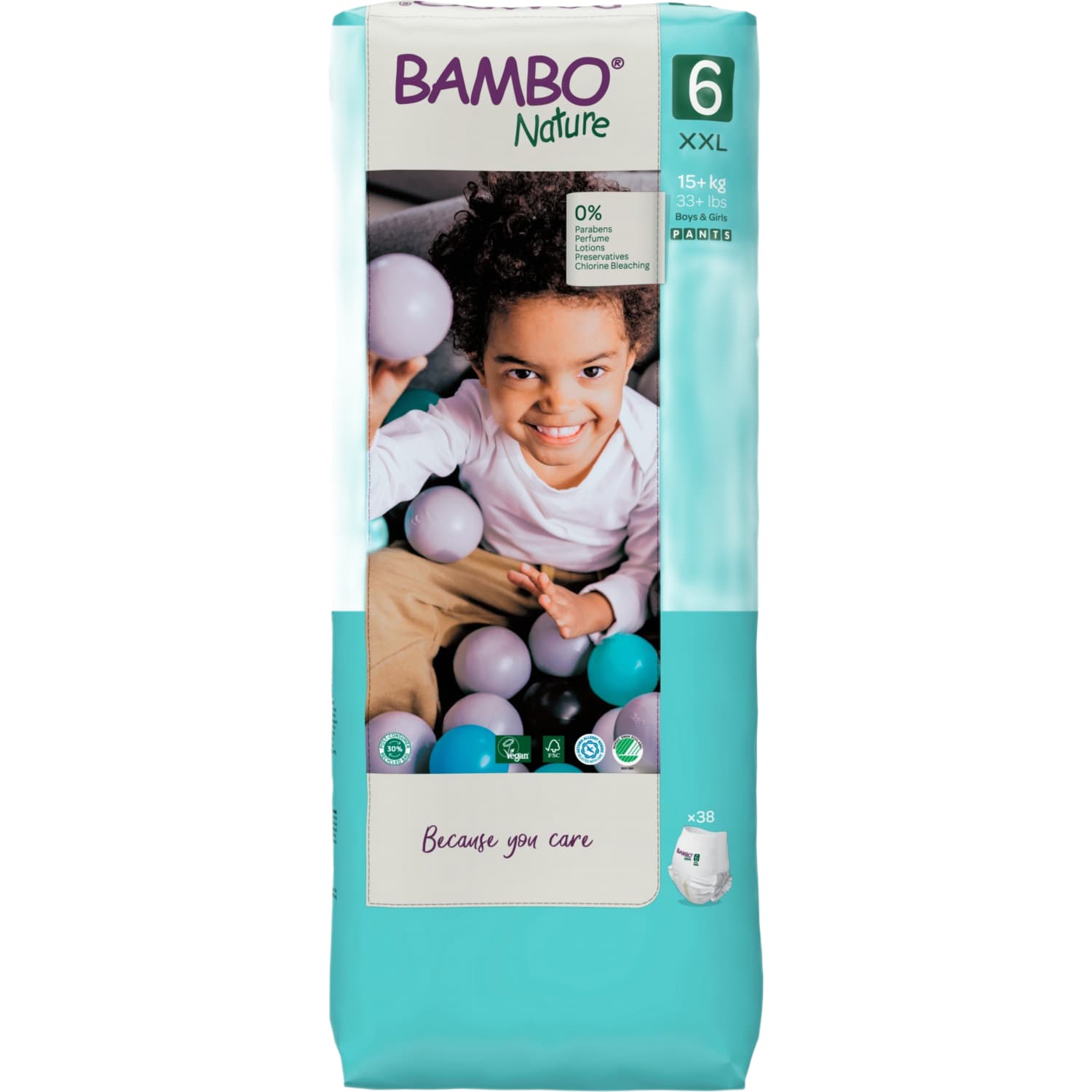 Sauskelnės BAMBO NATURE, 6 dydis, 38 vnt.