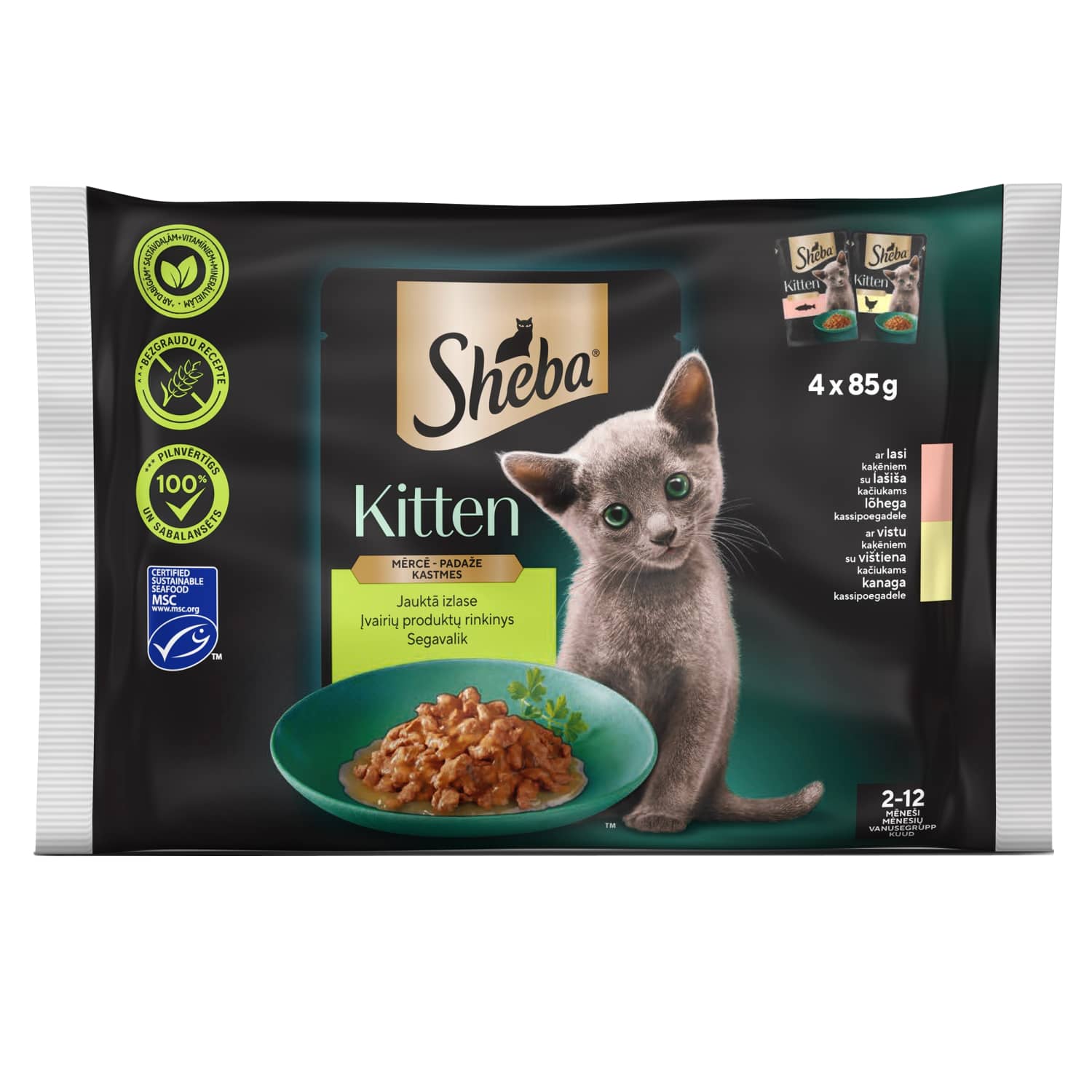 Kiisueine Sheba Kitten segavalik kastm. 4x85g