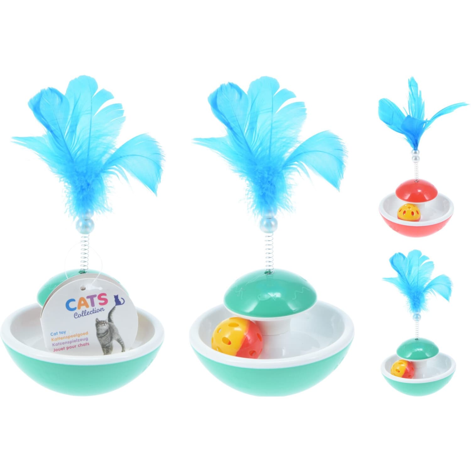 Kaķu rotaļlieta ar bumbu un spalvām AW25