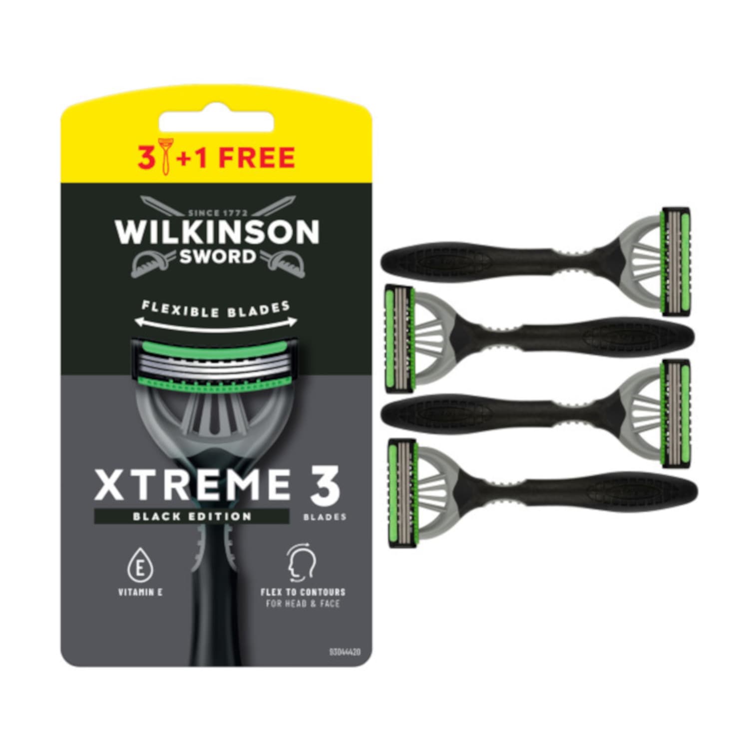 Vīriešu skuvekļi WS Xtreme3 Black 3+1 gab.