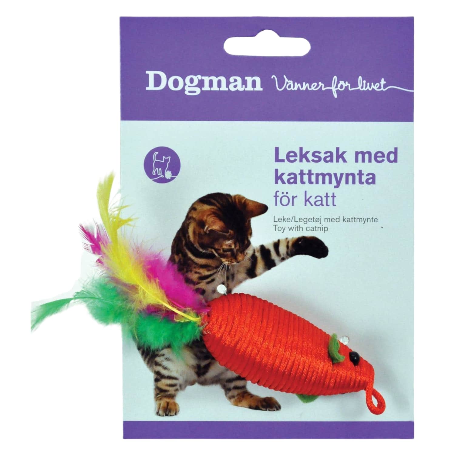Kaķu rotaļlieta Dogman pele ar spalvām 1gab.