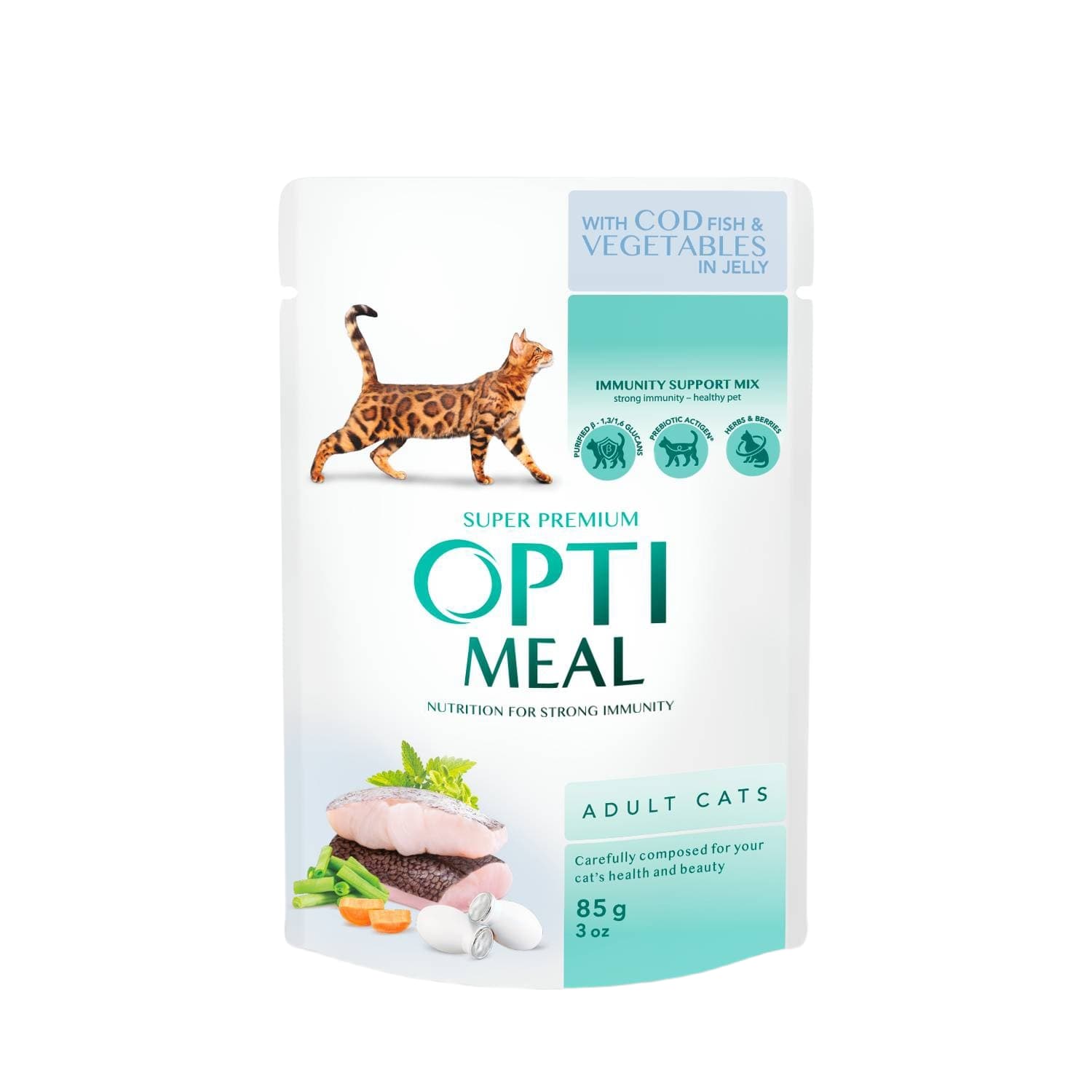 Konserv. katėms su menke OPTIMEAL, 85 g