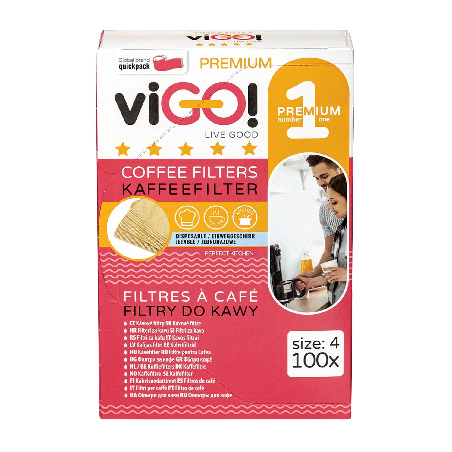 Kavos filtrai VIGO, 4 dydžio, 100 vnt