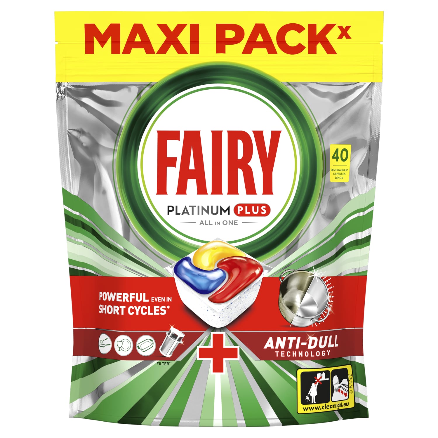 Indų pl. kaps. FAIRY PL. PLUS LEMON, 40 vnt.