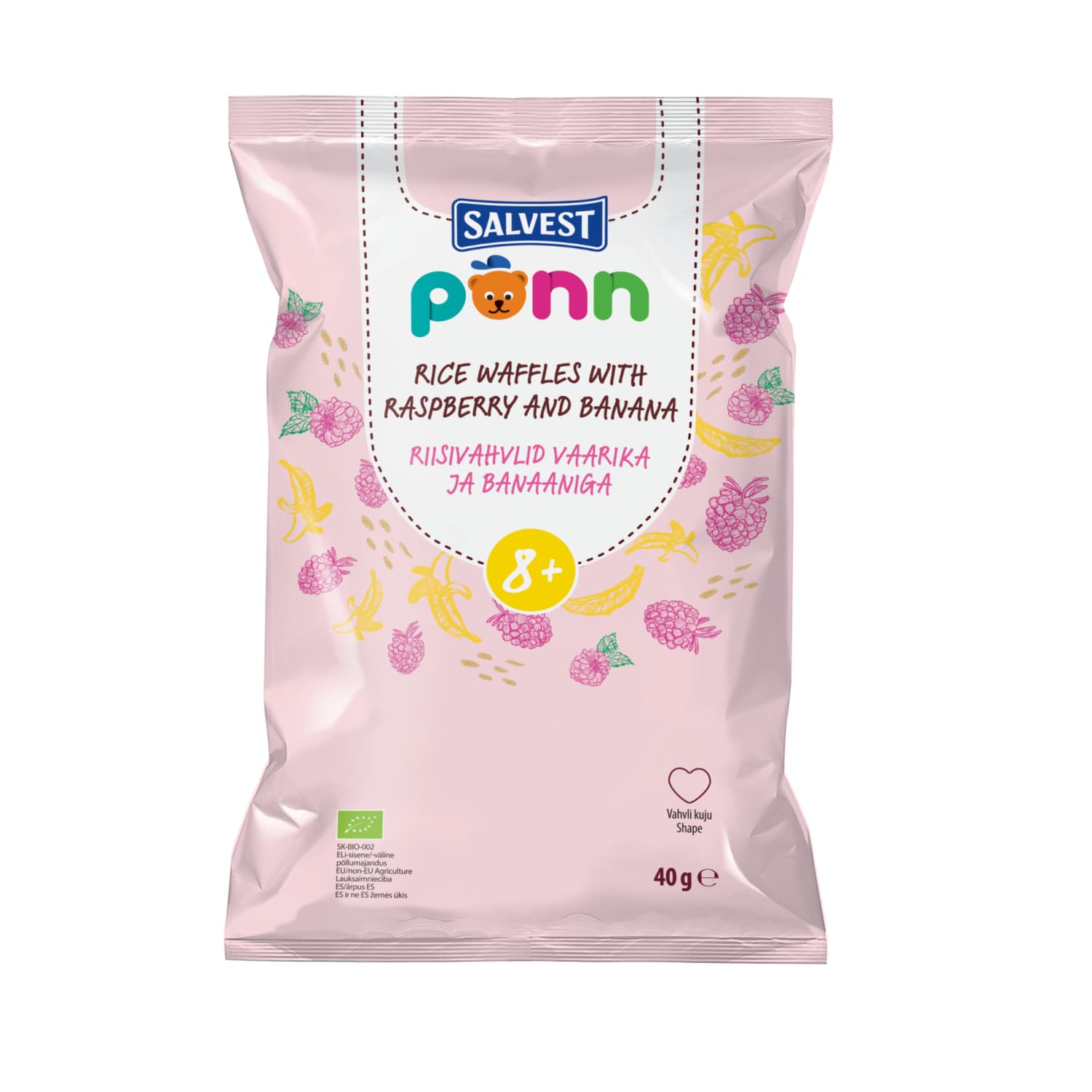 Öko. riisivahvlid vaar. ja ban. 8k+ Põnn 40g