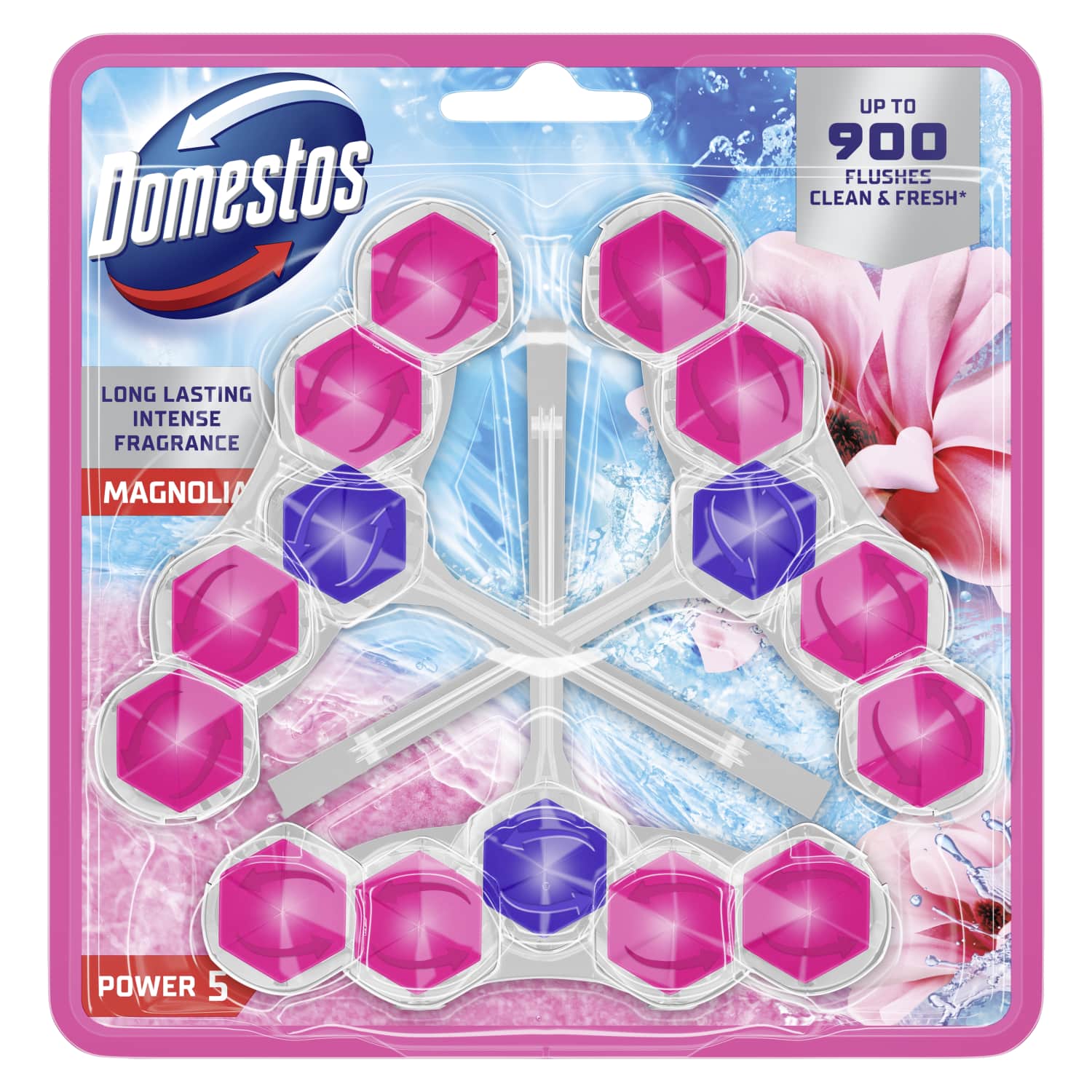 WC-värsken. Domestos P5 Pink Magnolia 3x50g