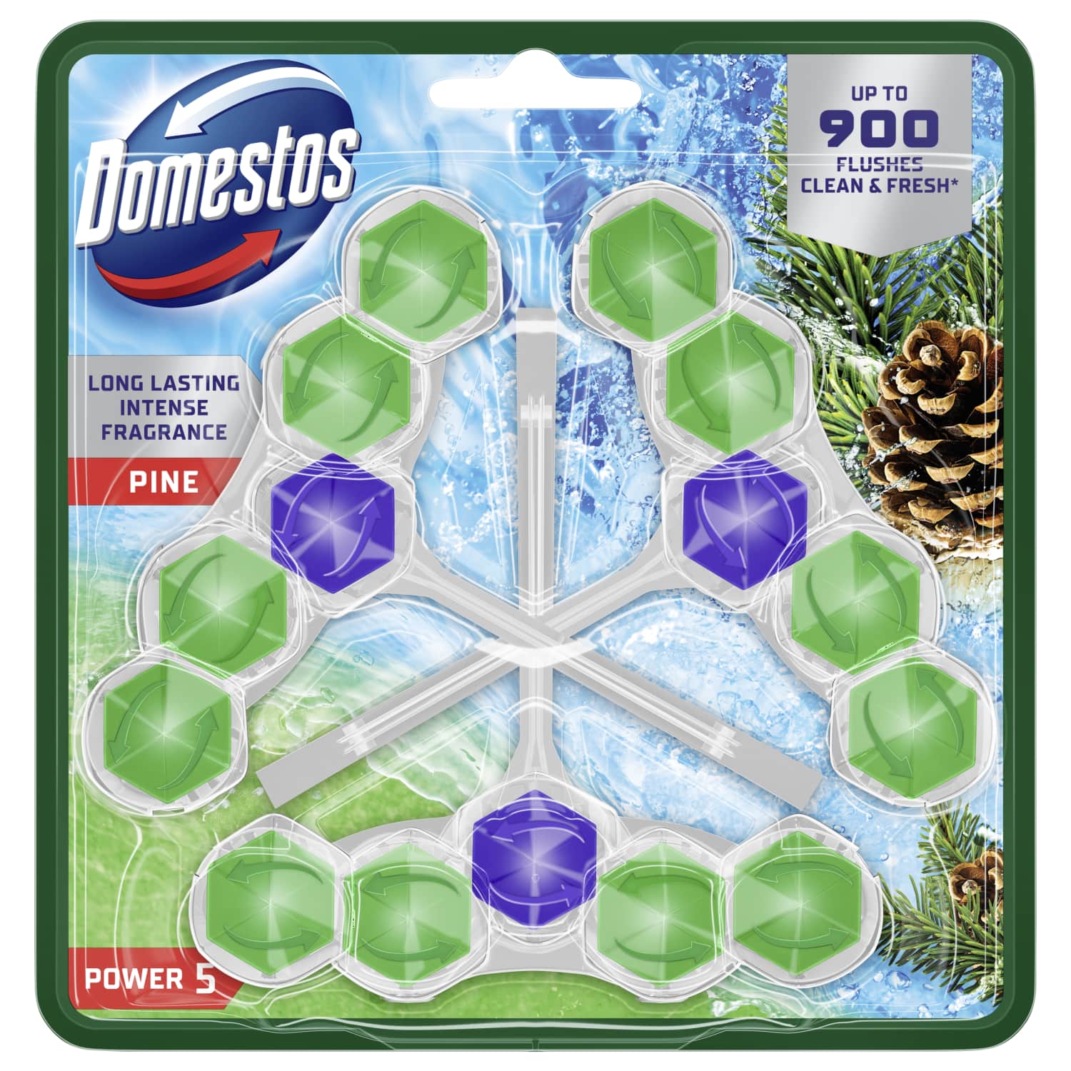 Tualeto blokelis DOMESTOS POWER PINE, 3 x 50g