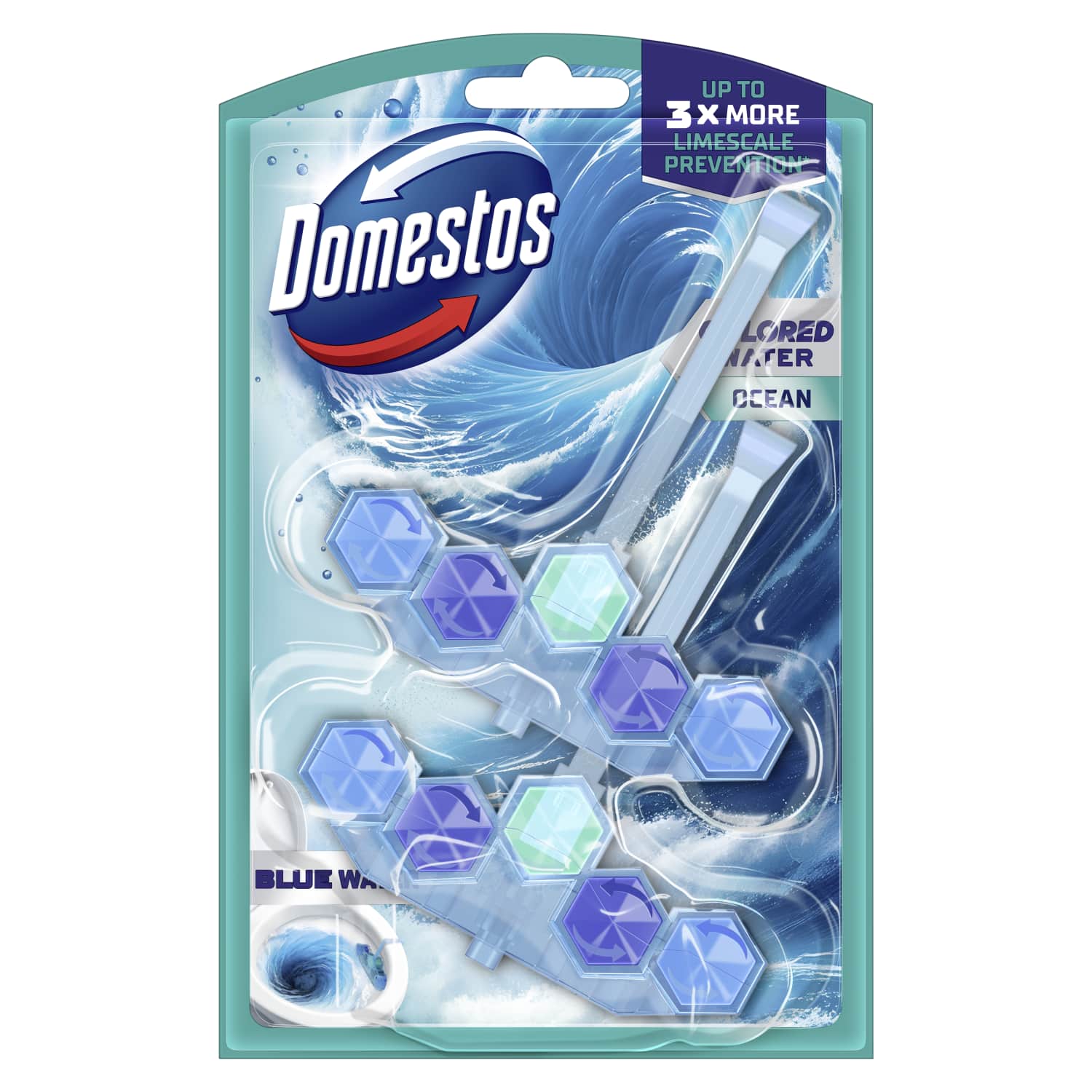 Tualeto blokas DOMESTOS P5+ OCEAN, 2 x 48 g