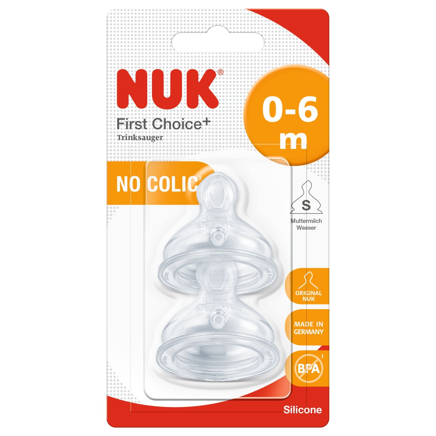 Lutt Nuk First Choice+ suur. S silik. 0-6 2tk