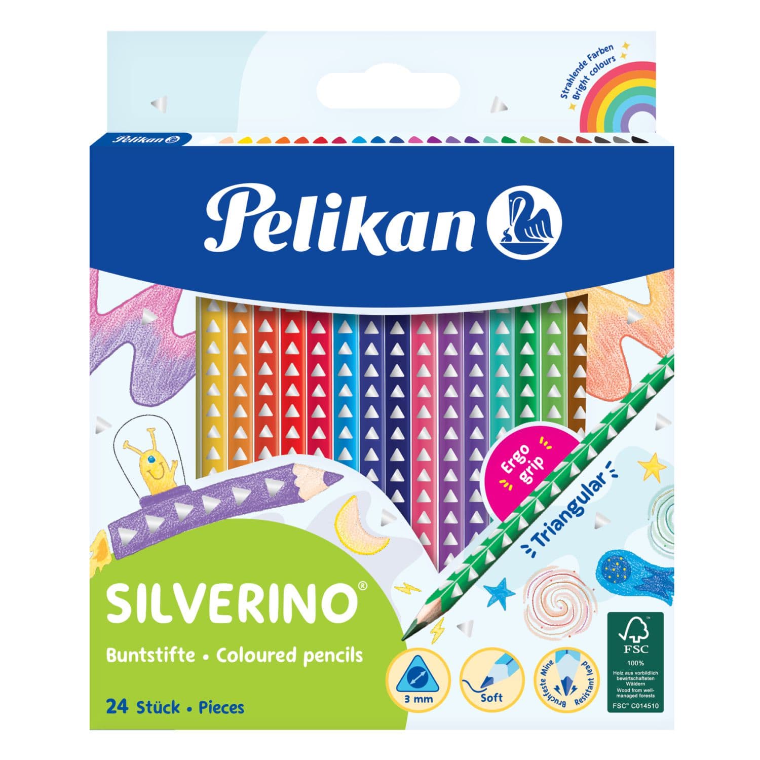 Sp. pieštukai PELIKAN SILVERINO SOFT, 24 sp.