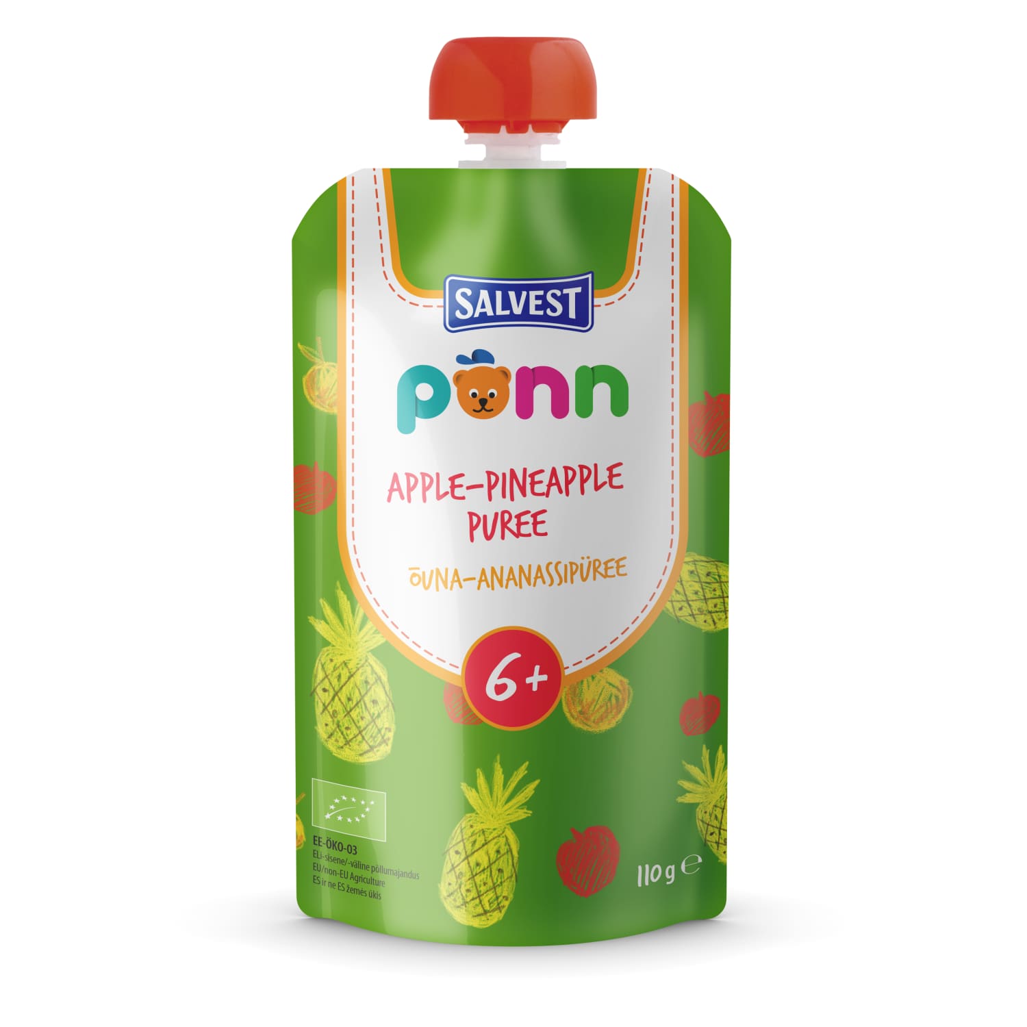 Püree õuna-ananassi Põnn öko 4k+ 110g