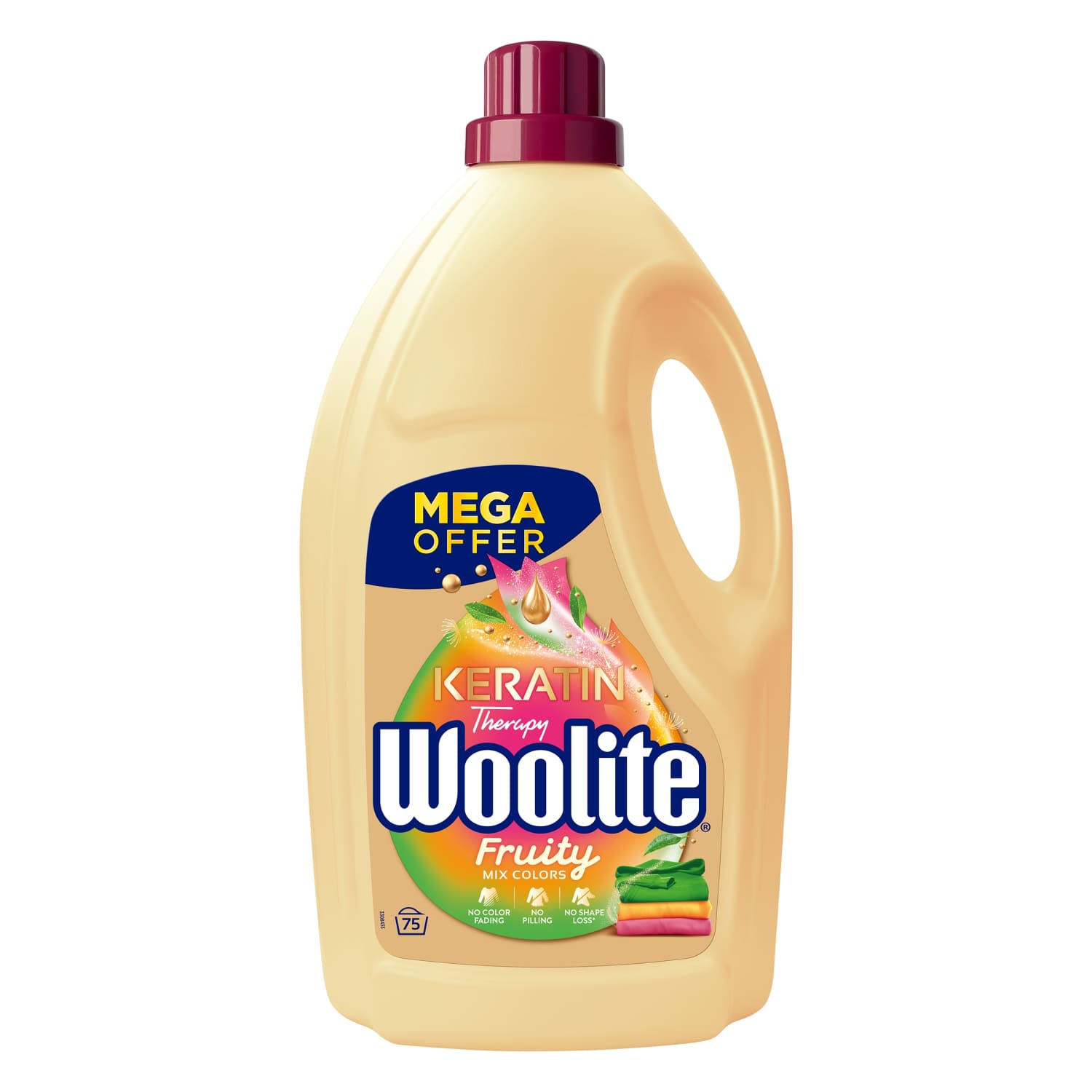 Sk. skalbiklis WOOLITE FRUITY, 75 sk. 4,5 l