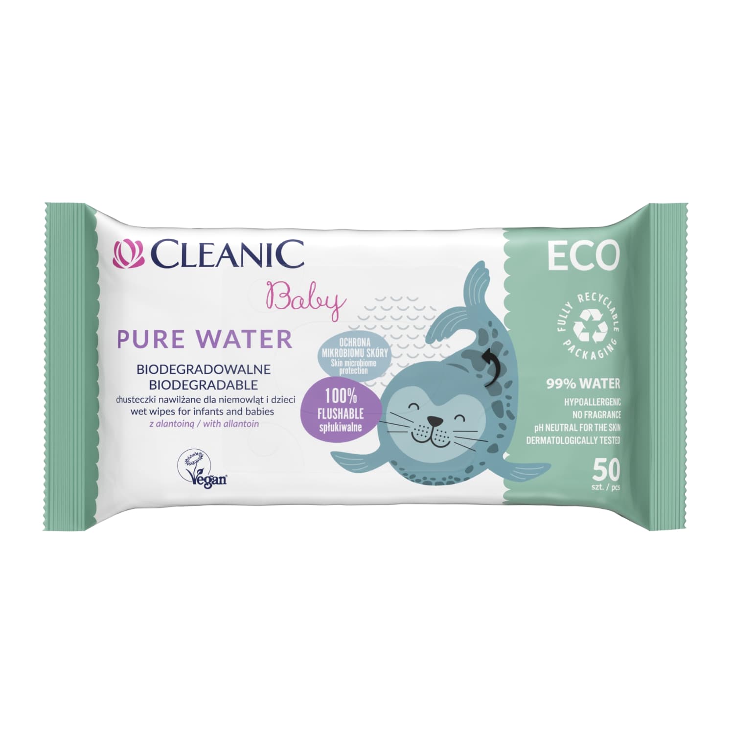 Drėgnos serv. CLEANIC ECO PURE WATER, 50 vnt