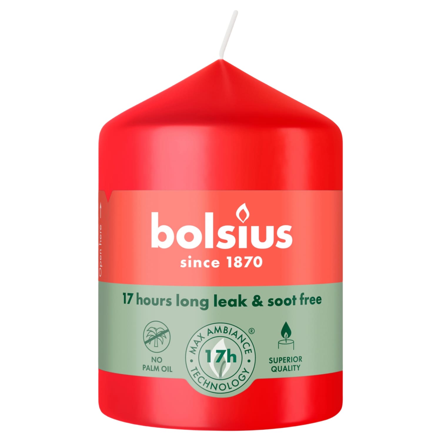 Žvakė BOLSIUS, raudona 80/58mm