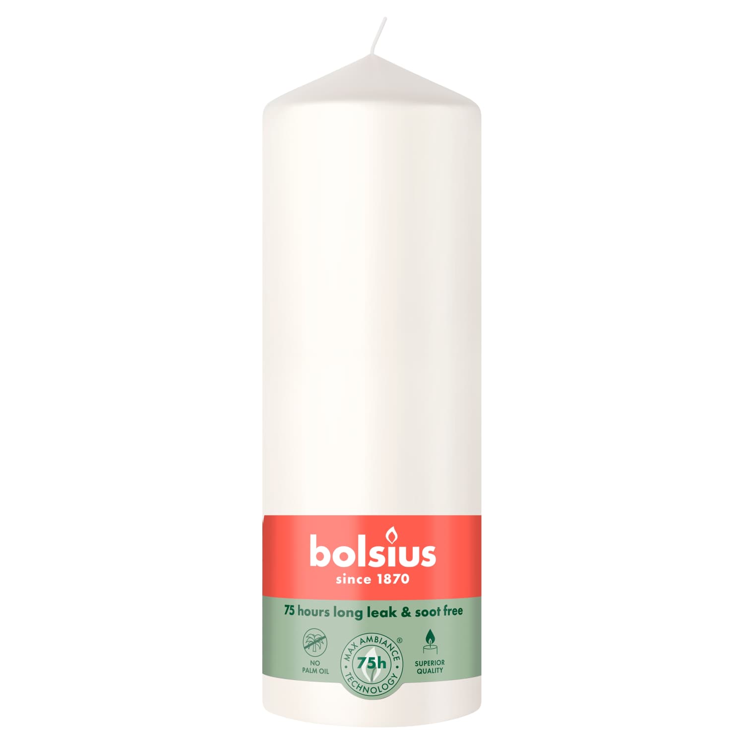 Küünal Bolsius silinder valge 200/68mm