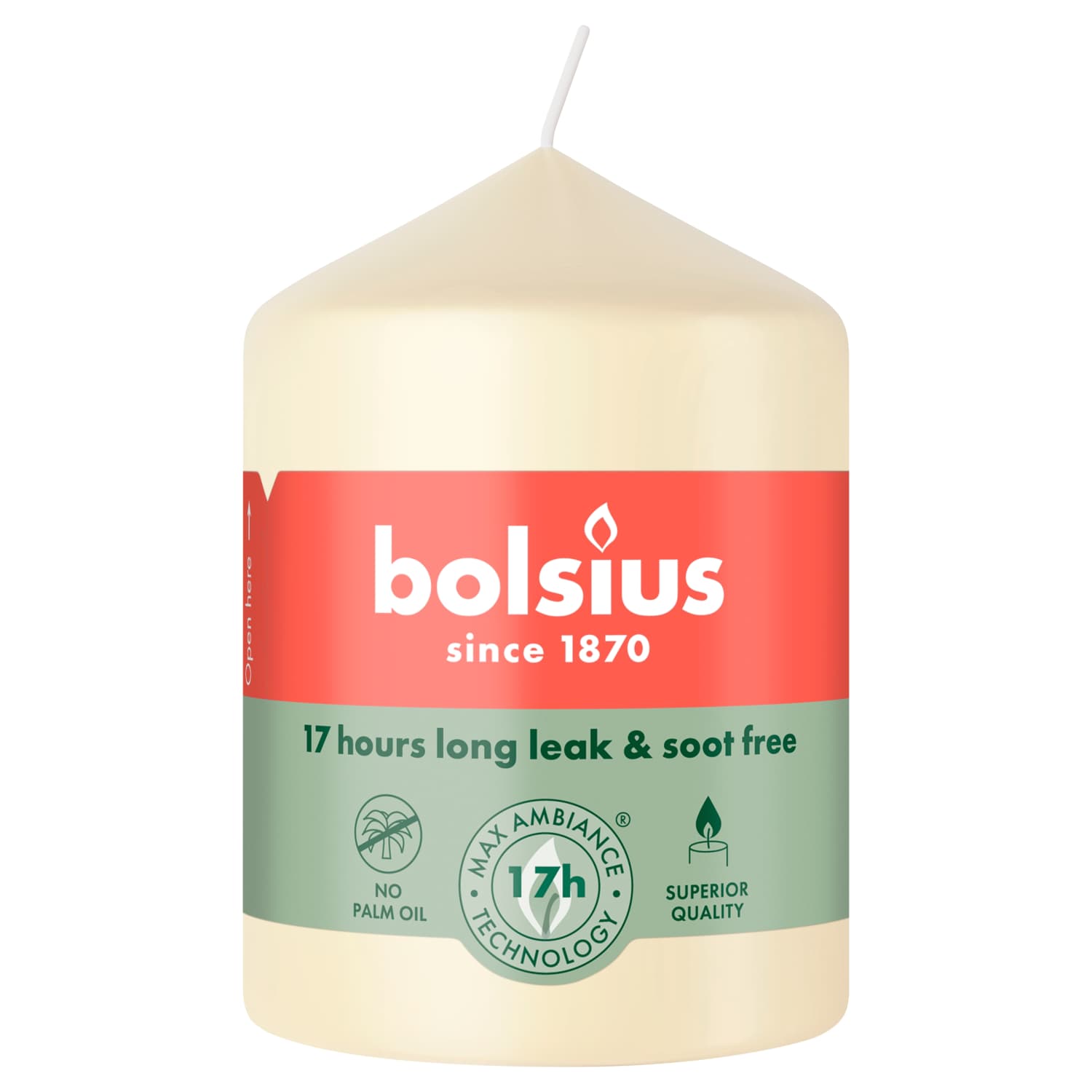 Svece Bolsius cilindr. ziloņk. 80/58mm