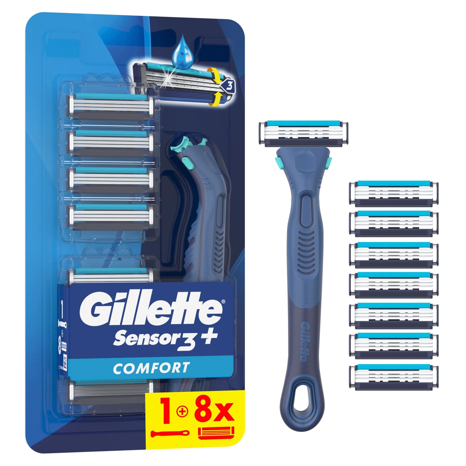 Skuvek. Gillette Sen.3+ Comf., skūš. kas.8gab