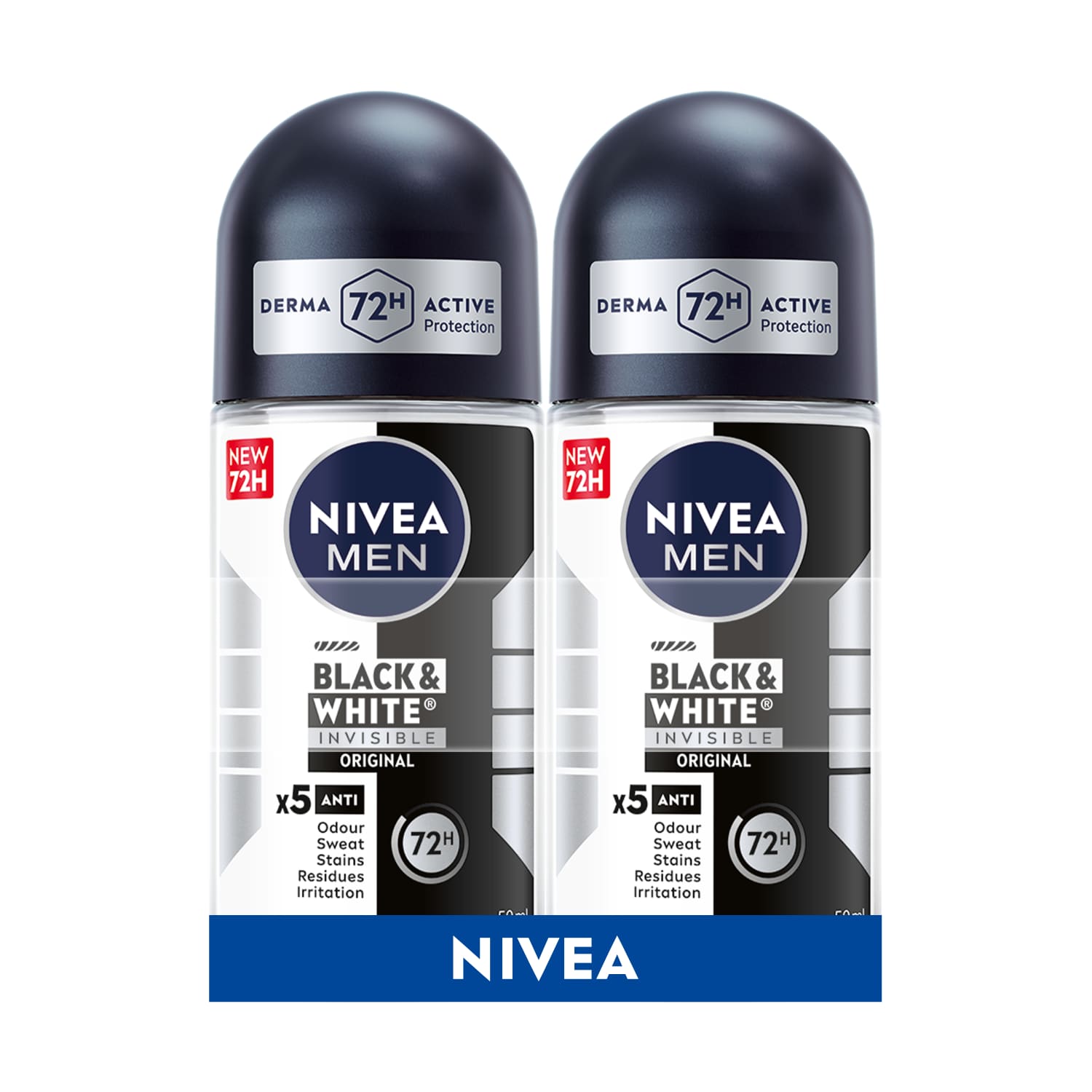 Antiperspirants Nivea Men B&W rullītis 2x50ml