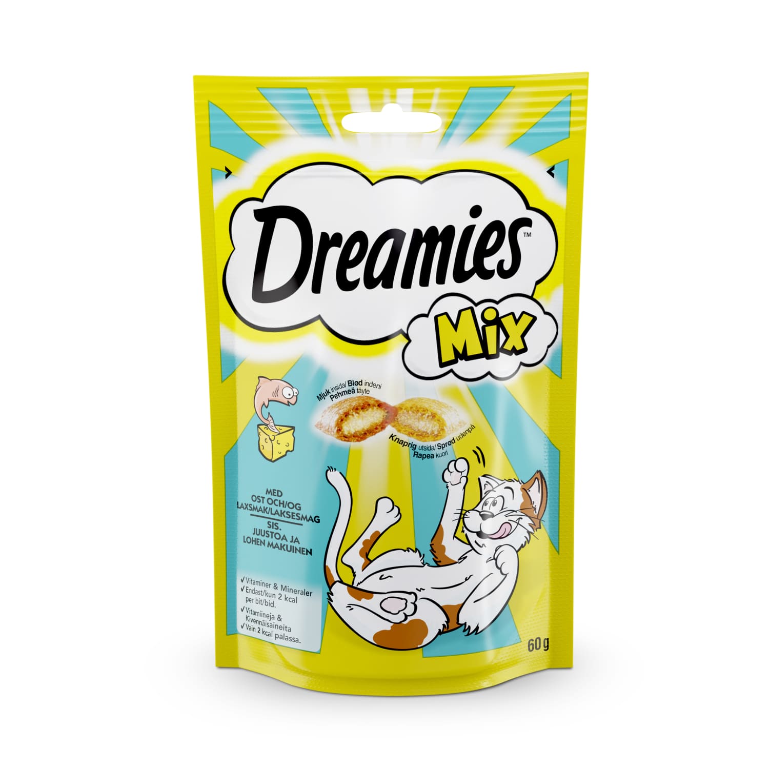 Kaķu gardumi Dreamies laša garšas, siera 60g
