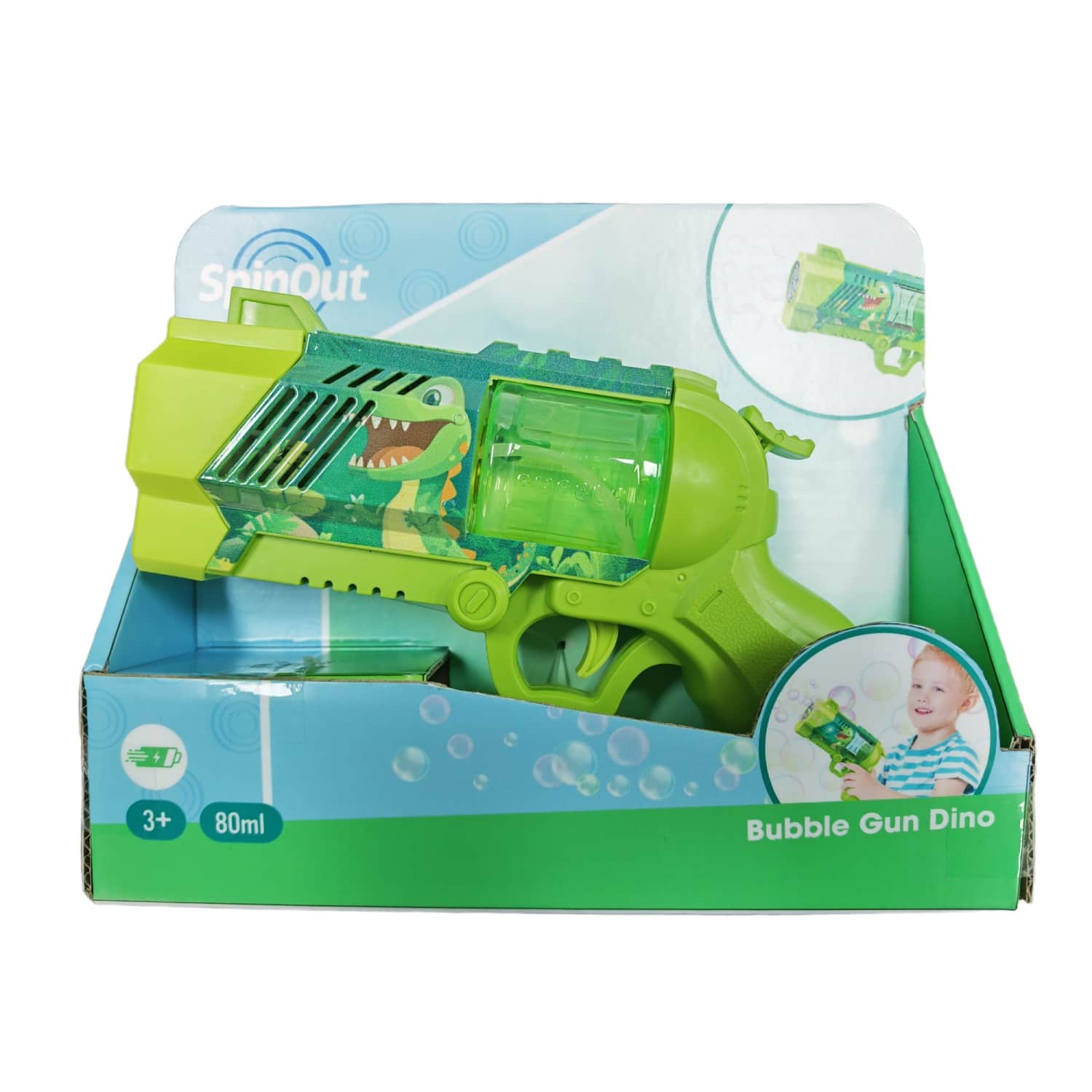 Ziepju burbuļu pistole Spinout dino SB26