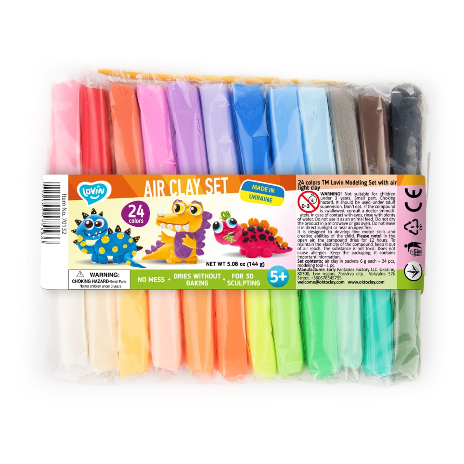 Voolimiskomplekt 24 värvi air clay