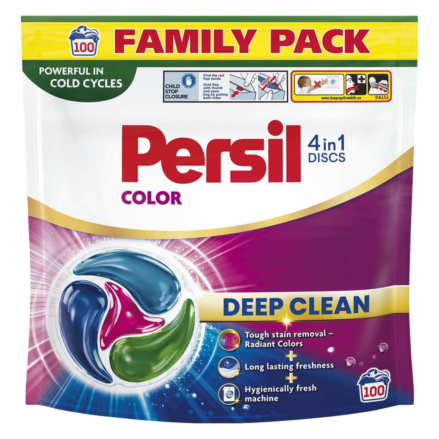 Skalbimo kaps. PERSIL DISCS COLOR, 100 skalb.