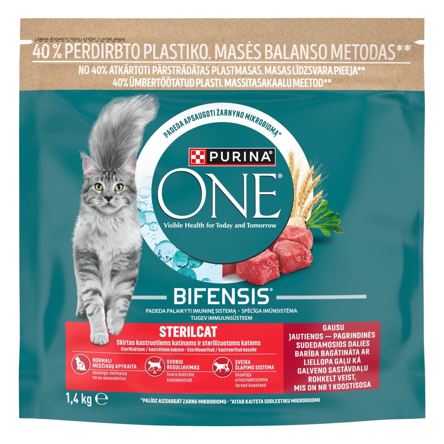Kaķu bar.Purina One Ster. ar liell., kv.1,4kg