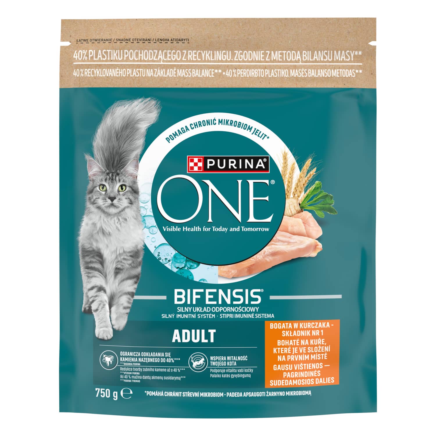 Kaķu barība Purina One pieaug. ar vistu 750g